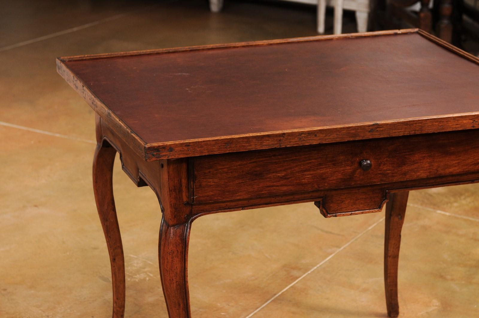 French Louis XV Period 18th Century Game Table with Brown Leather Top In Good Condition For Sale In Atlanta, GA