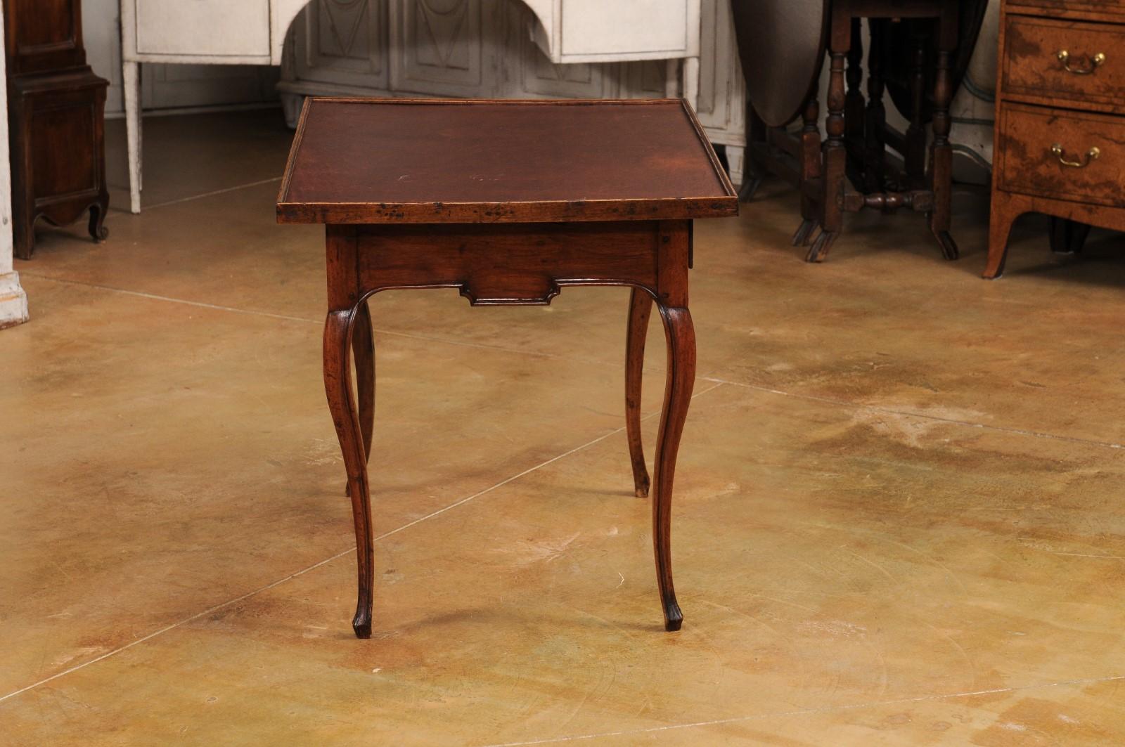 French Louis XV Period 18th Century Game Table with Brown Leather Top For Sale 2