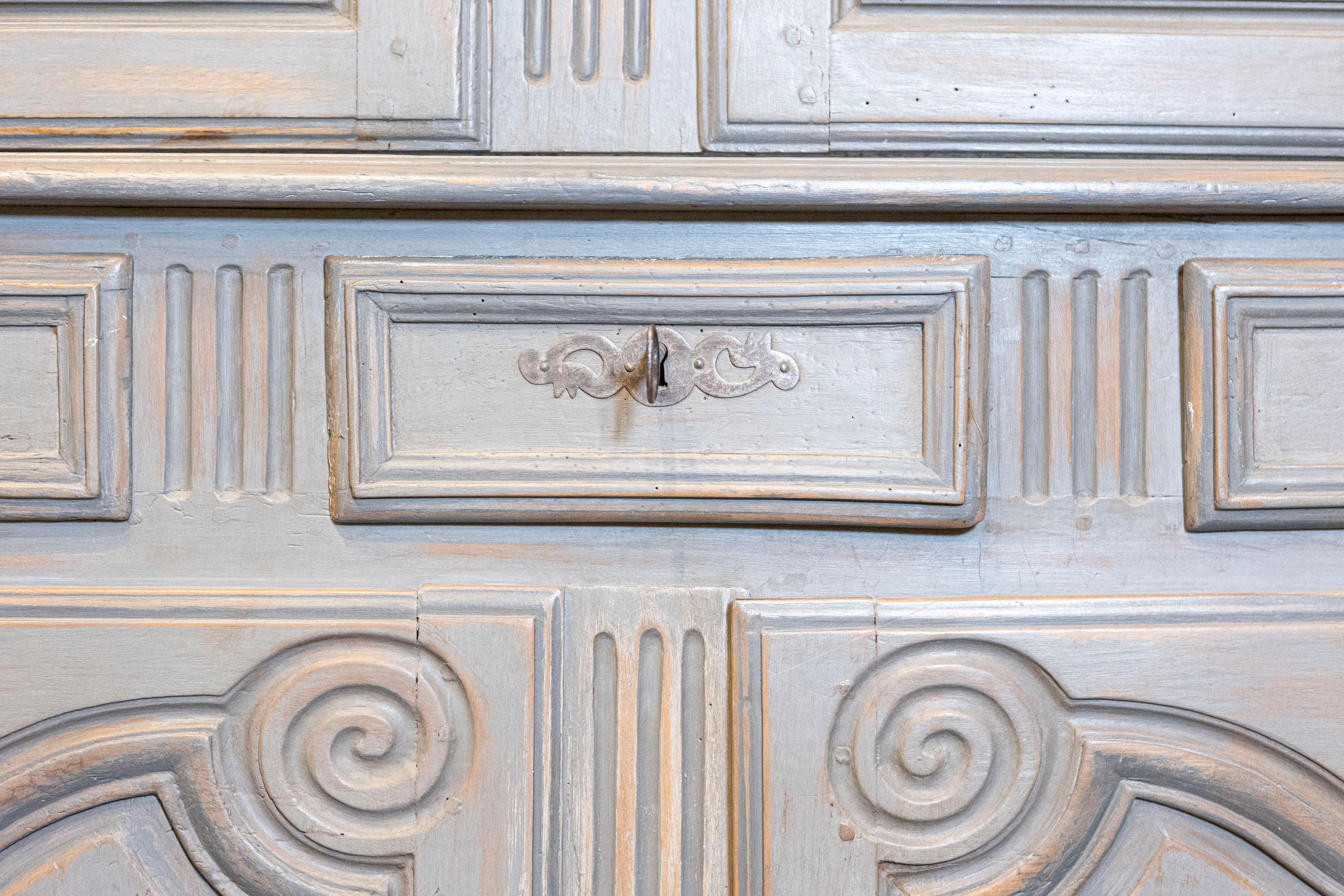 French Louis XV Period 18th Century Painted Buffet à Deux-Corps with Scrolls 3