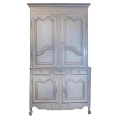 Buffet à Deux-Corps peint d'époque Louis XV 18ème siècle avec volutes