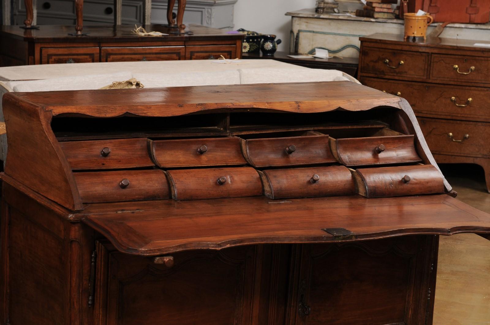 French Louis XV Period 18th Century Walnut Slant Front Secretary and Buffet In Good Condition For Sale In Atlanta, GA