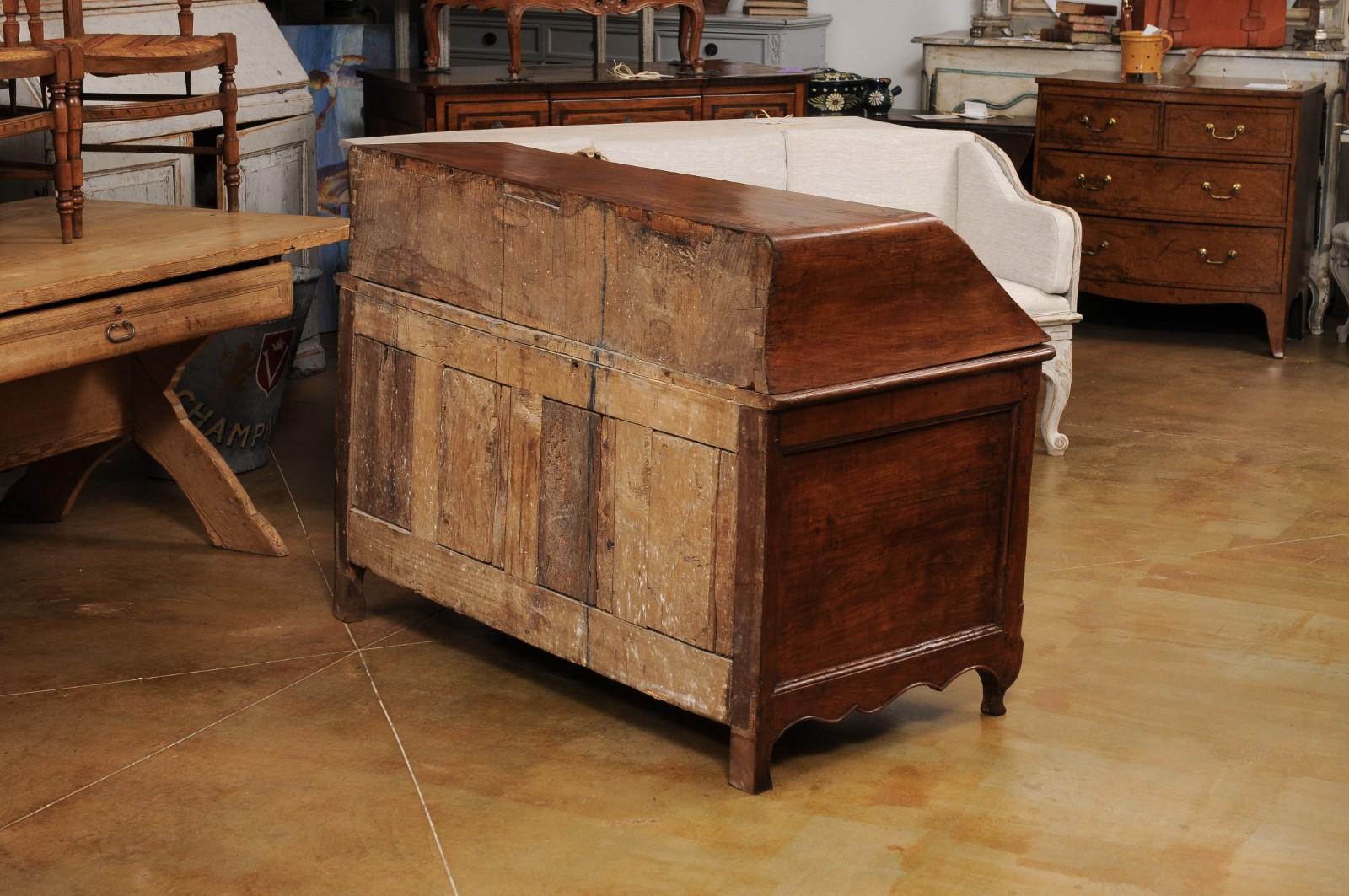 French Louis XV Period 18th Century Walnut Slant Front Secretary and Buffet For Sale 1