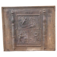 Plaque de cheminée d'époque Louis XV « Allégorie de l'amour », 18ème siècle