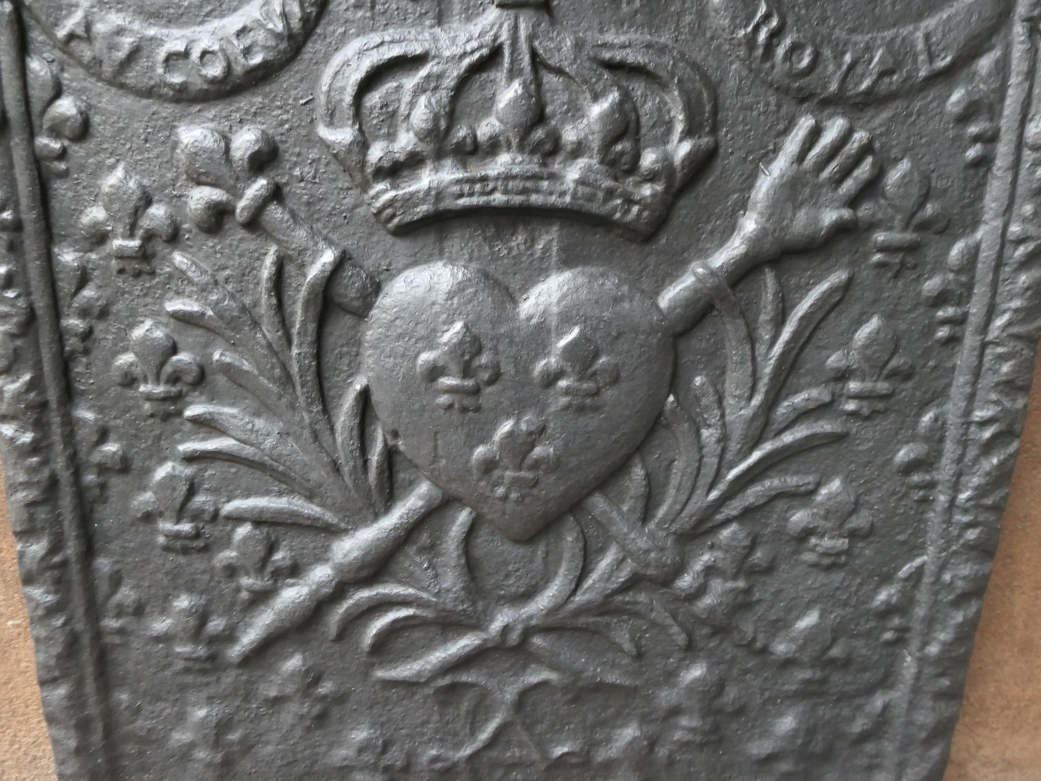 French Louis XV Period 'Arms of France' Fireback / Backsplash, 18th Century For Sale 3