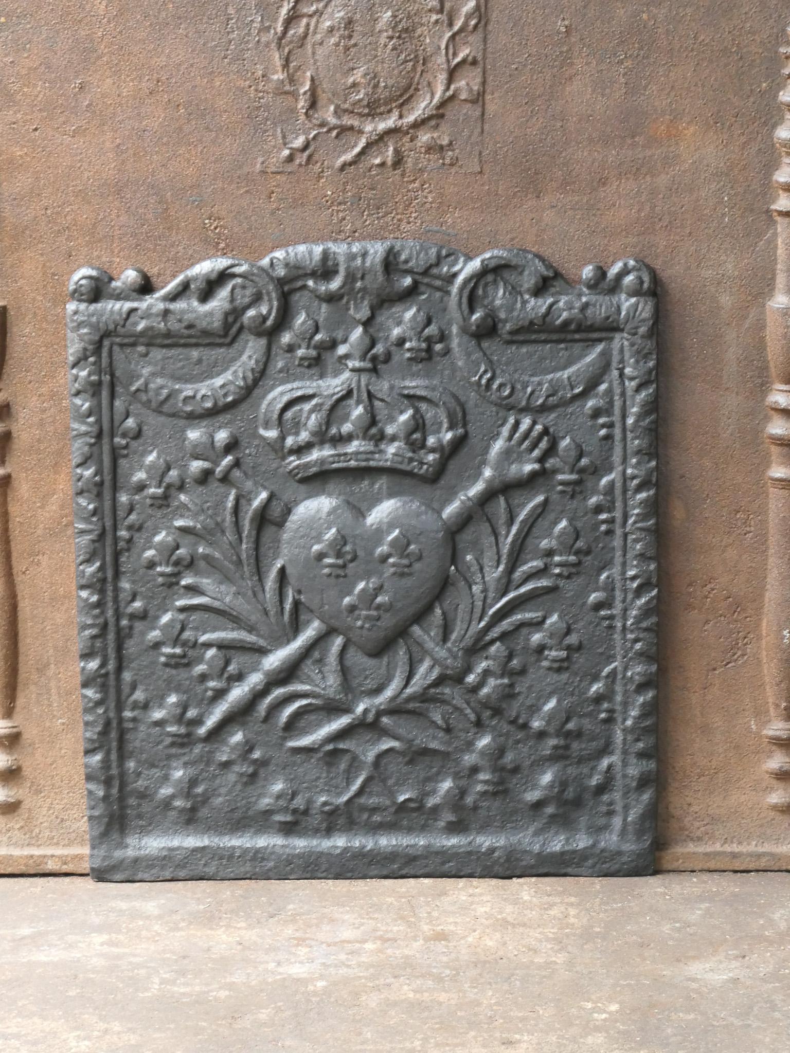 Cast French Louis XV Period 'Arms of France' Fireback / Backsplash, 18th Century For Sale