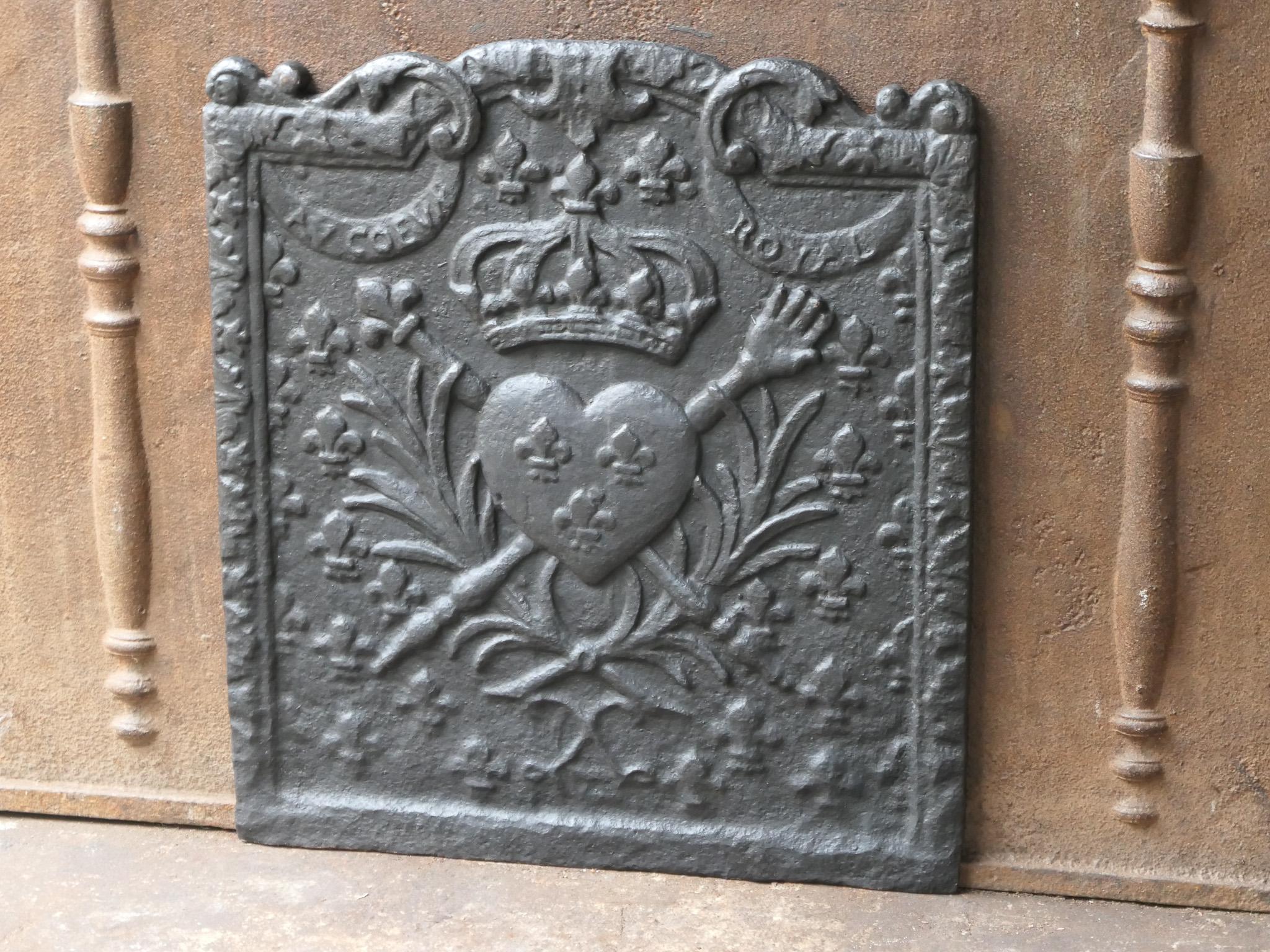 18th Century and Earlier French Louis XV Period 'Arms of France' Fireback / Backsplash, 18th Century