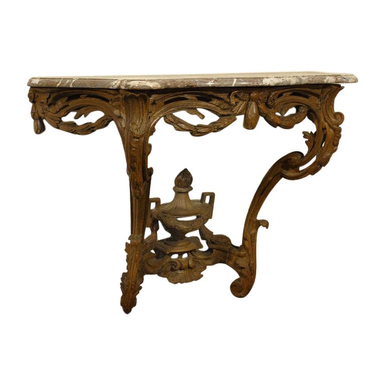 Expertly Carved French Marble-Top Console in the Louis XV Rococo Taste ...
