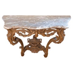 French Louis XV Period Carved Wood Console Table with Marble Top, circa 1760