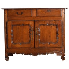 Buffet à 2 portes et 2 tiroirs en merisier d'époque Louis XV, milieu du XVIIIe siècle