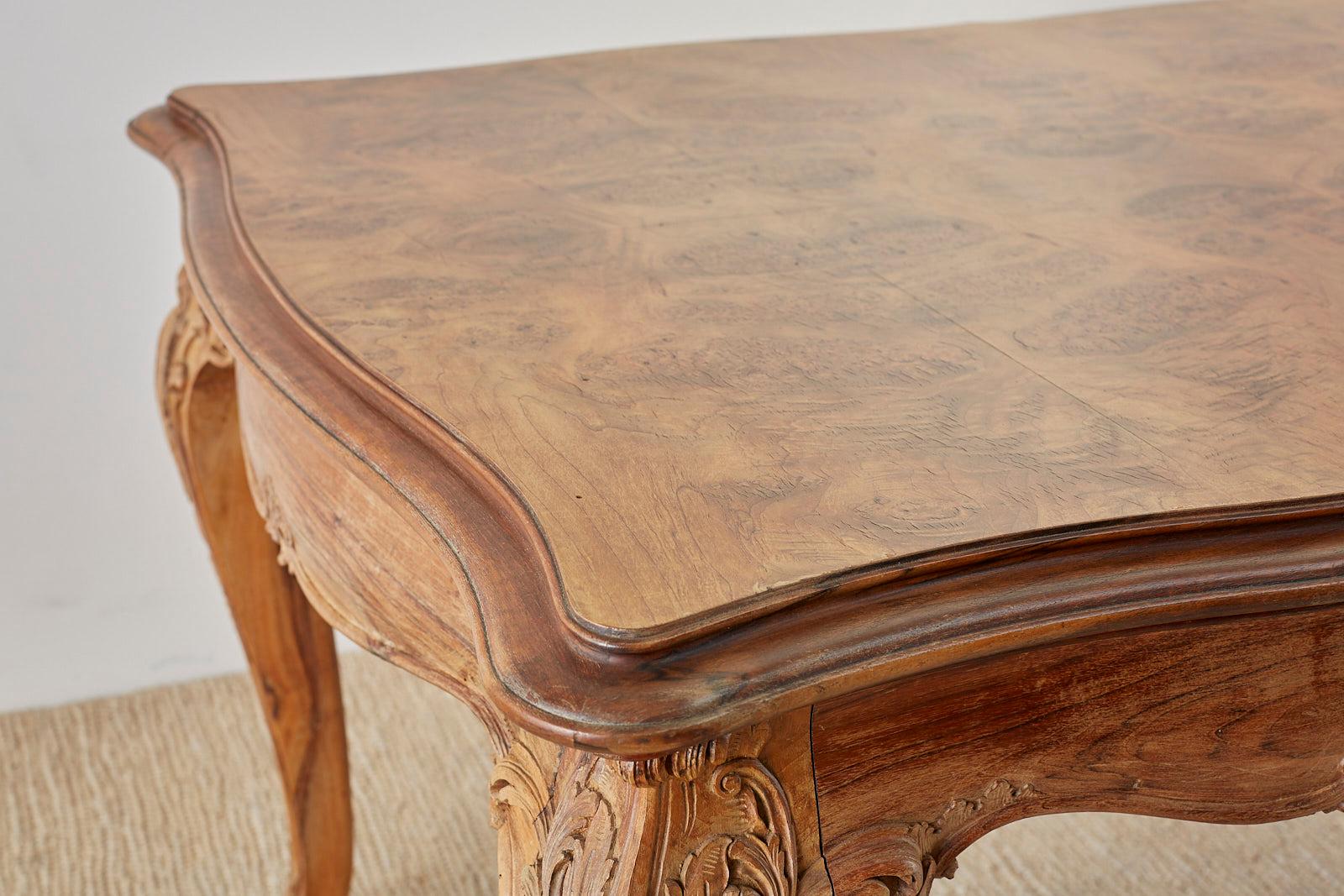 French Louis XV Period Circassian Walnut Burl Dining Table 13