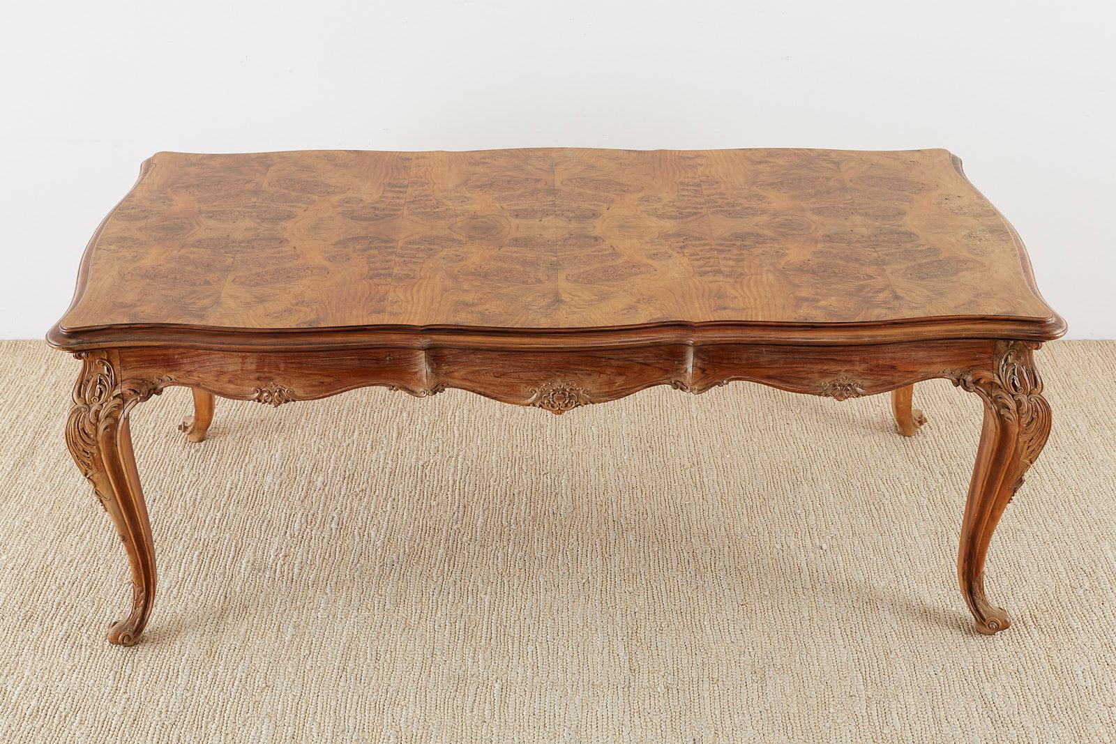 18th Century and Earlier French Louis XV Period Circassian Walnut Burl Dining Table