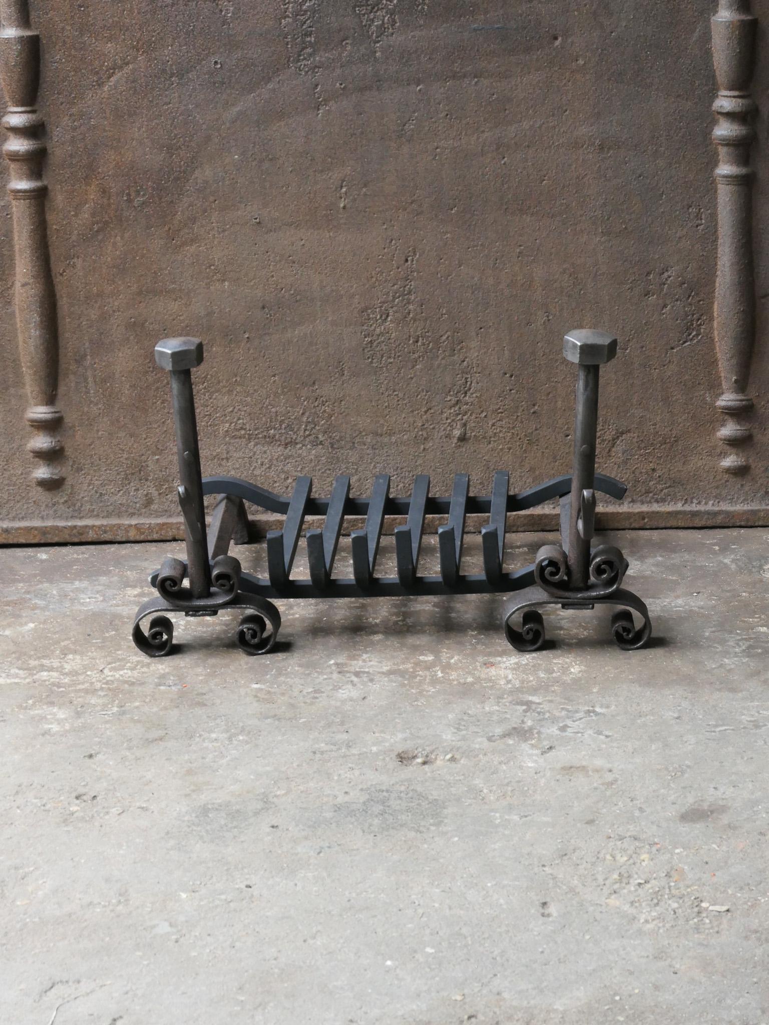 Forged French Louis XV Period Fireplace Grate or Fire Basket, 18th - 19th Century For Sale