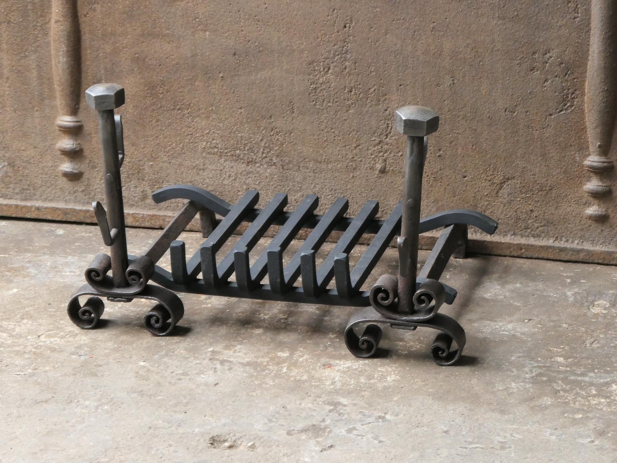Wrought Iron French Louis XV Period Fireplace Grate or Fire Basket, 18th - 19th Century For Sale