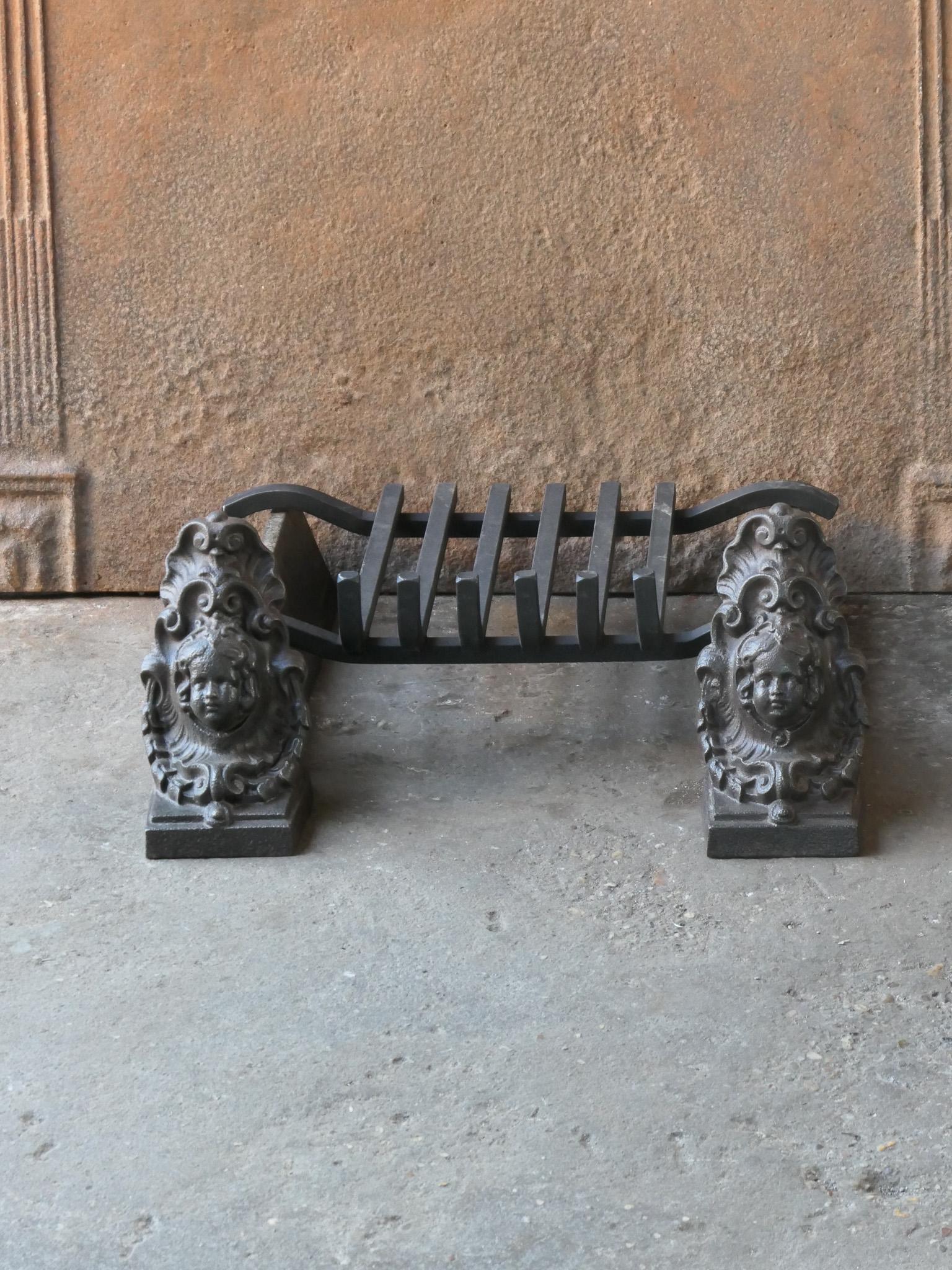 Cast French Louis XV Period Fireplace Grate or Fire Basket, 18th Century For Sale