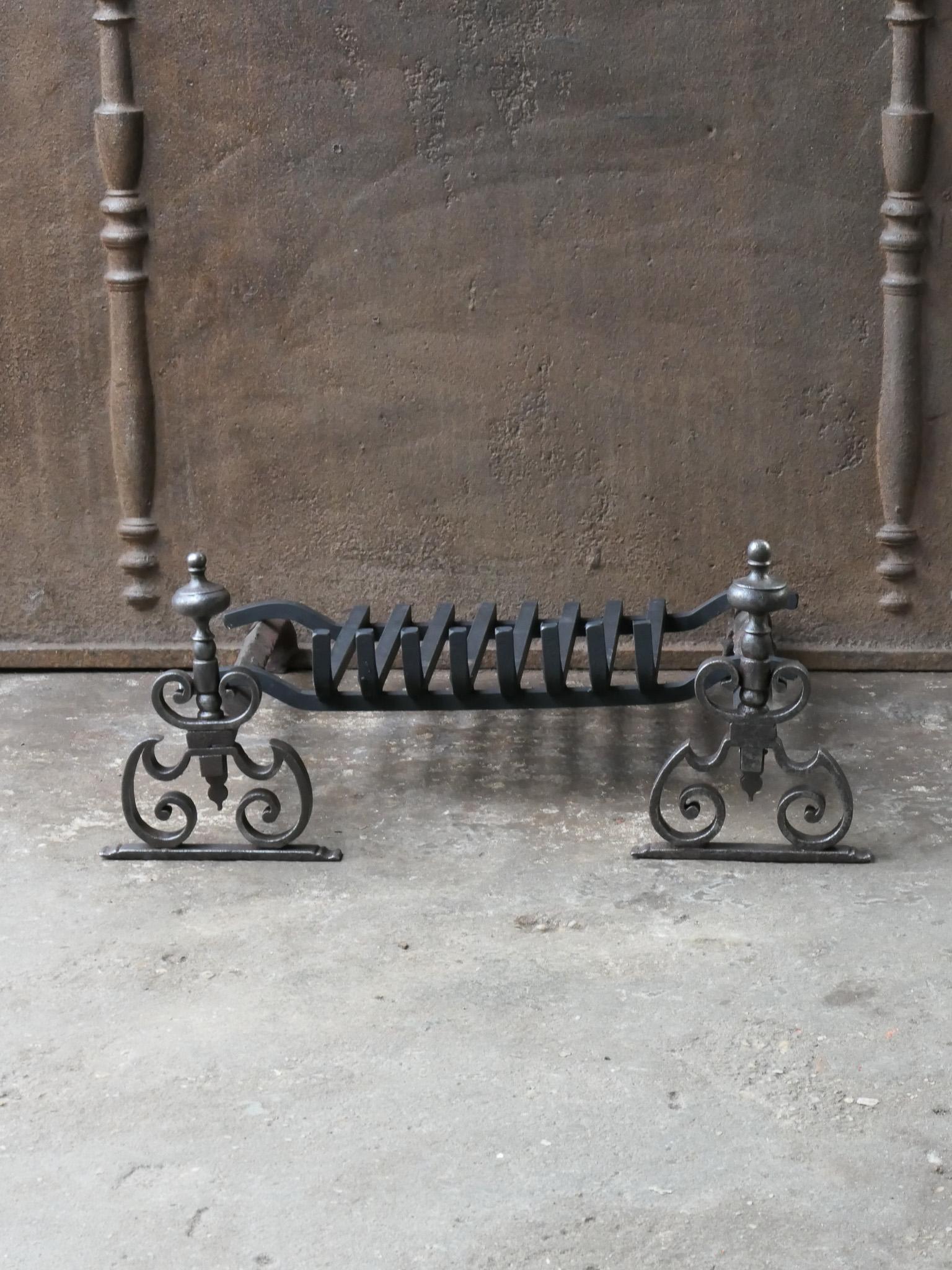 Forged French Louis XV Period Fireplace Grate or Fire Basket, 18th Century For Sale