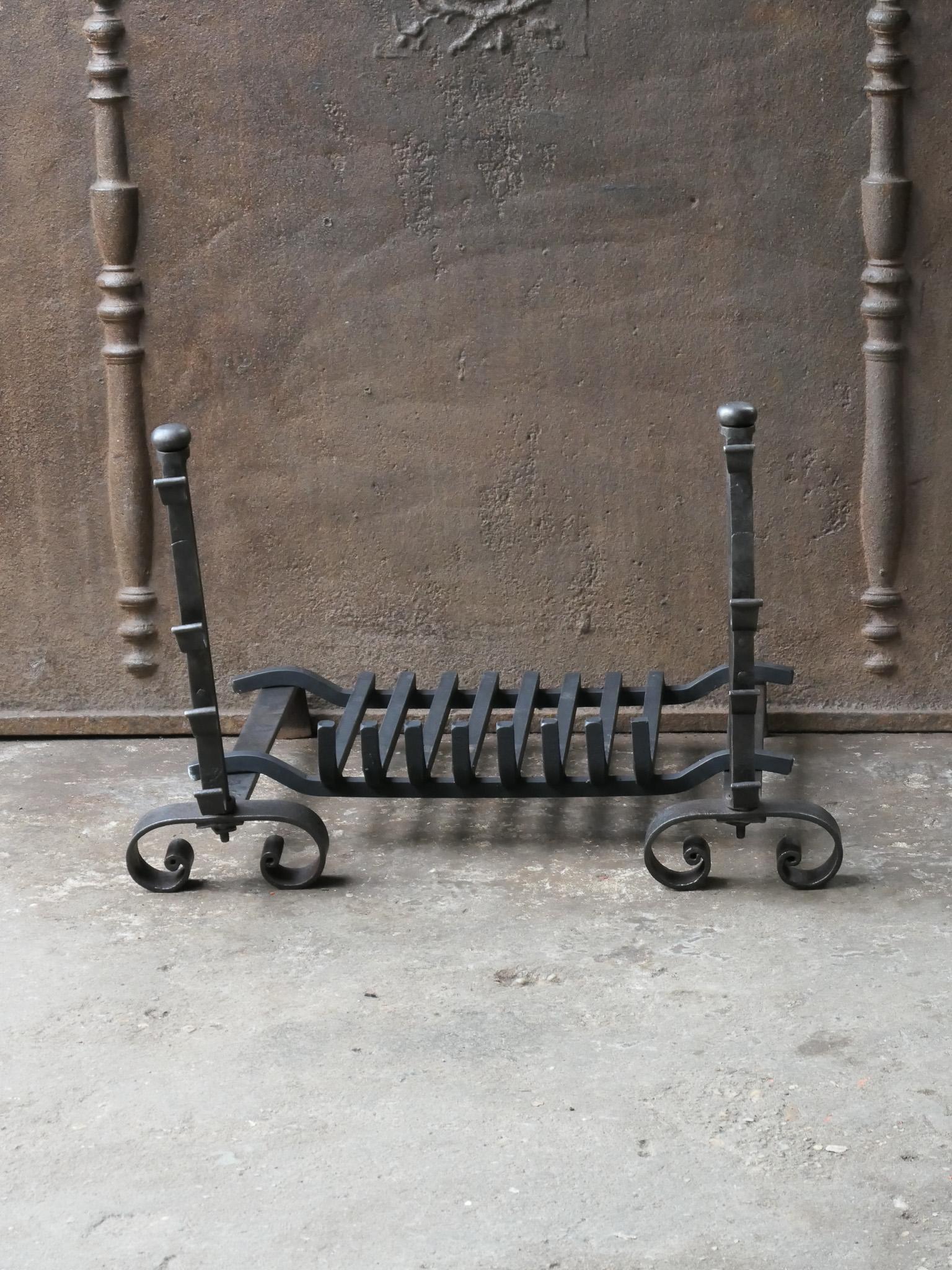 Forged French Louis XV Period Fireplace Grate or Fire Basket, 18th Century For Sale