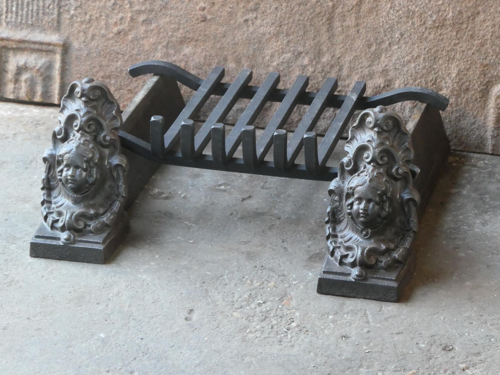 Iron French Louis XV Period Fireplace Grate or Fire Basket, 18th Century For Sale