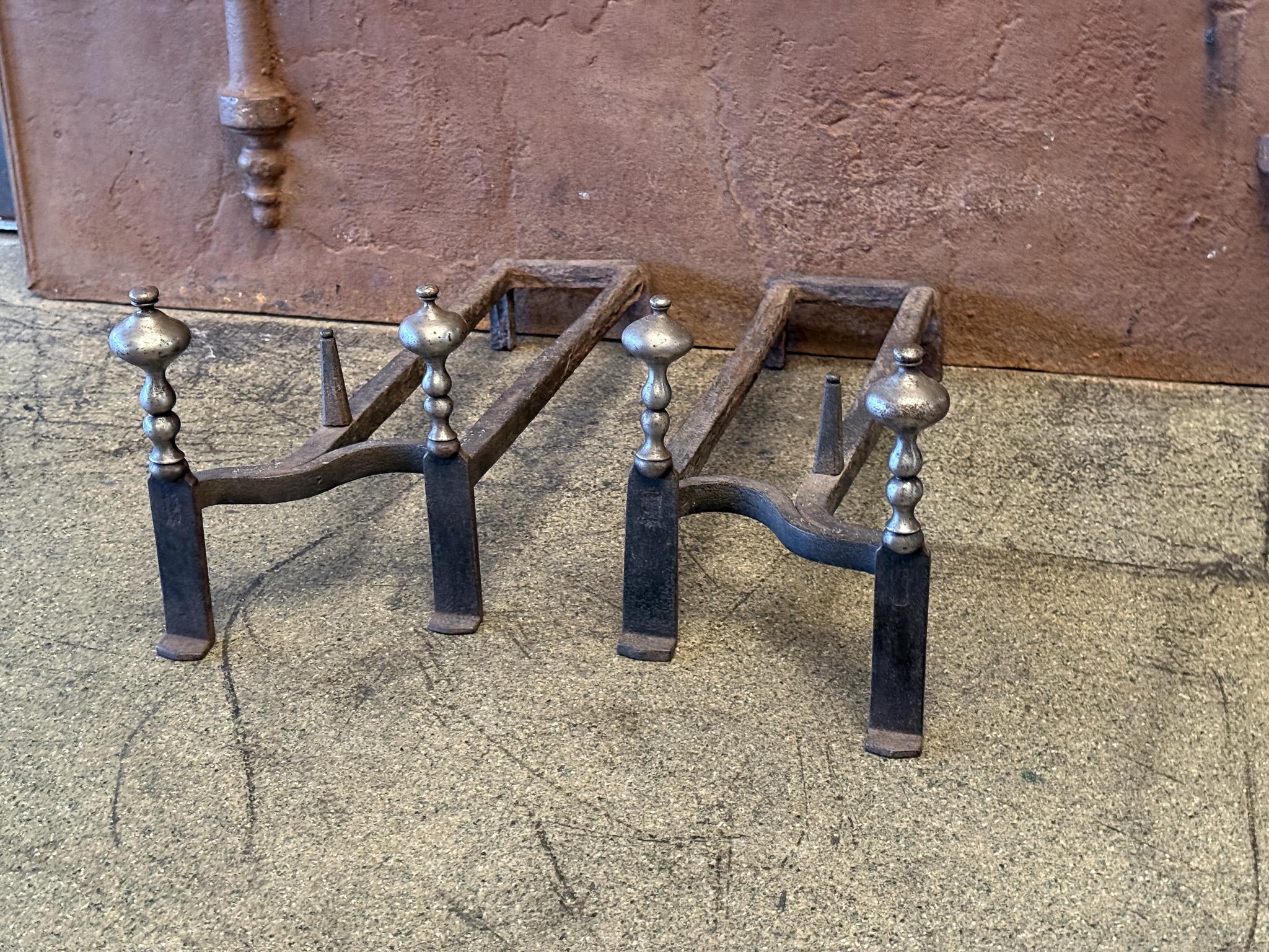 Wrought Iron French Louis XV Period Fireplace Log Grate, 18th Century For Sale