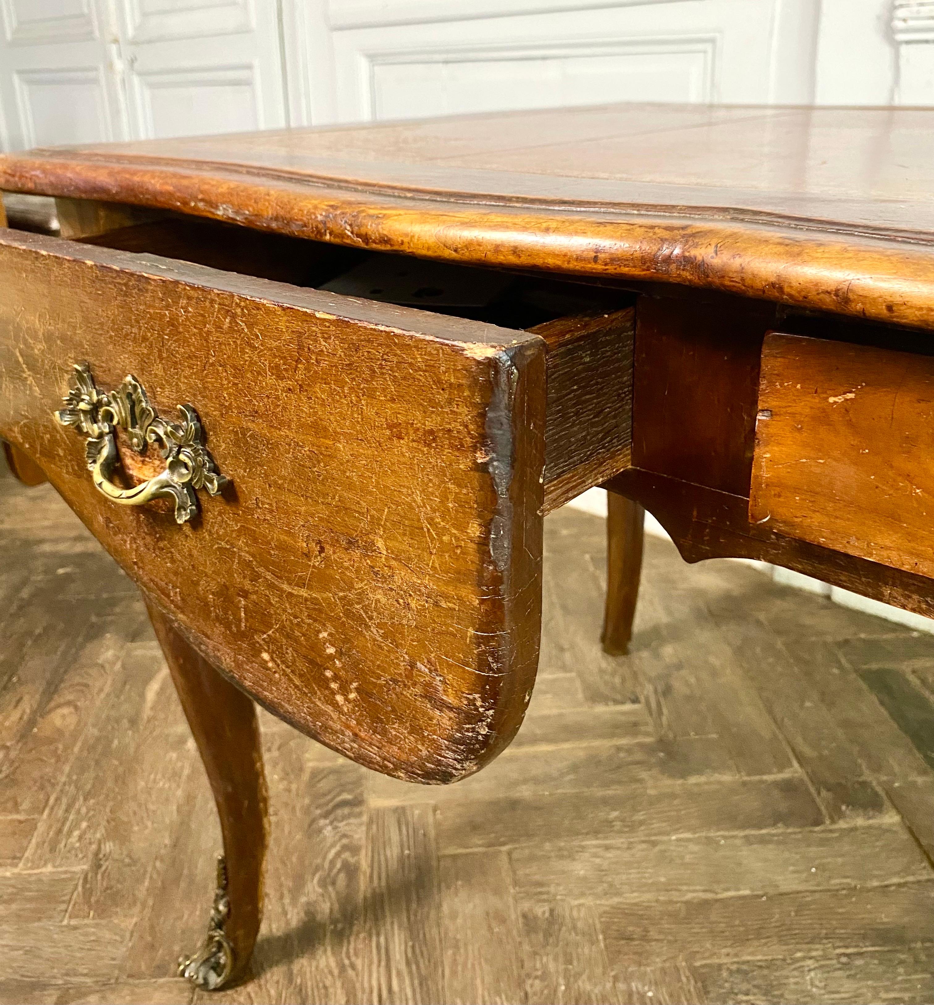 French Louis XV Period Flat Desk with 3 Drawers & Bronze Fittings - France 18th 6