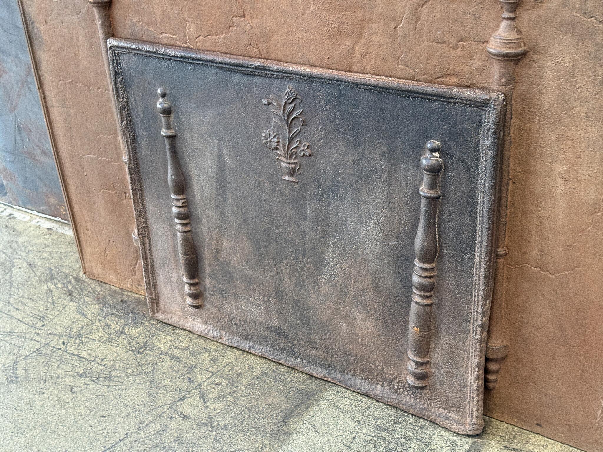 Cast French Louis XV Period 'Flower Basket' Fireback / Backsplash, 18th Century For Sale