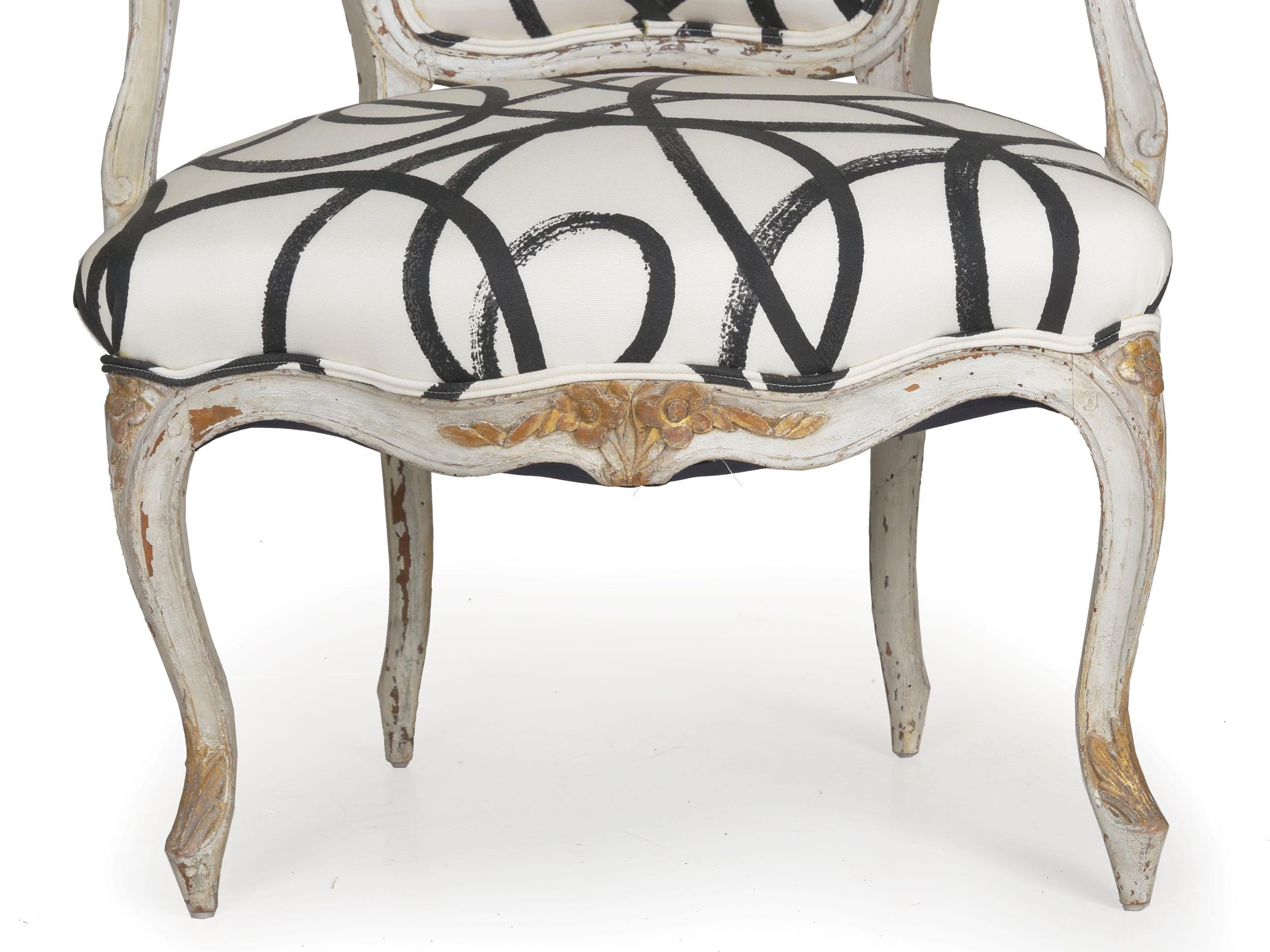 French Louis XV Period Gray Painted Antique Fauteuil Armchair, 18th Century 2