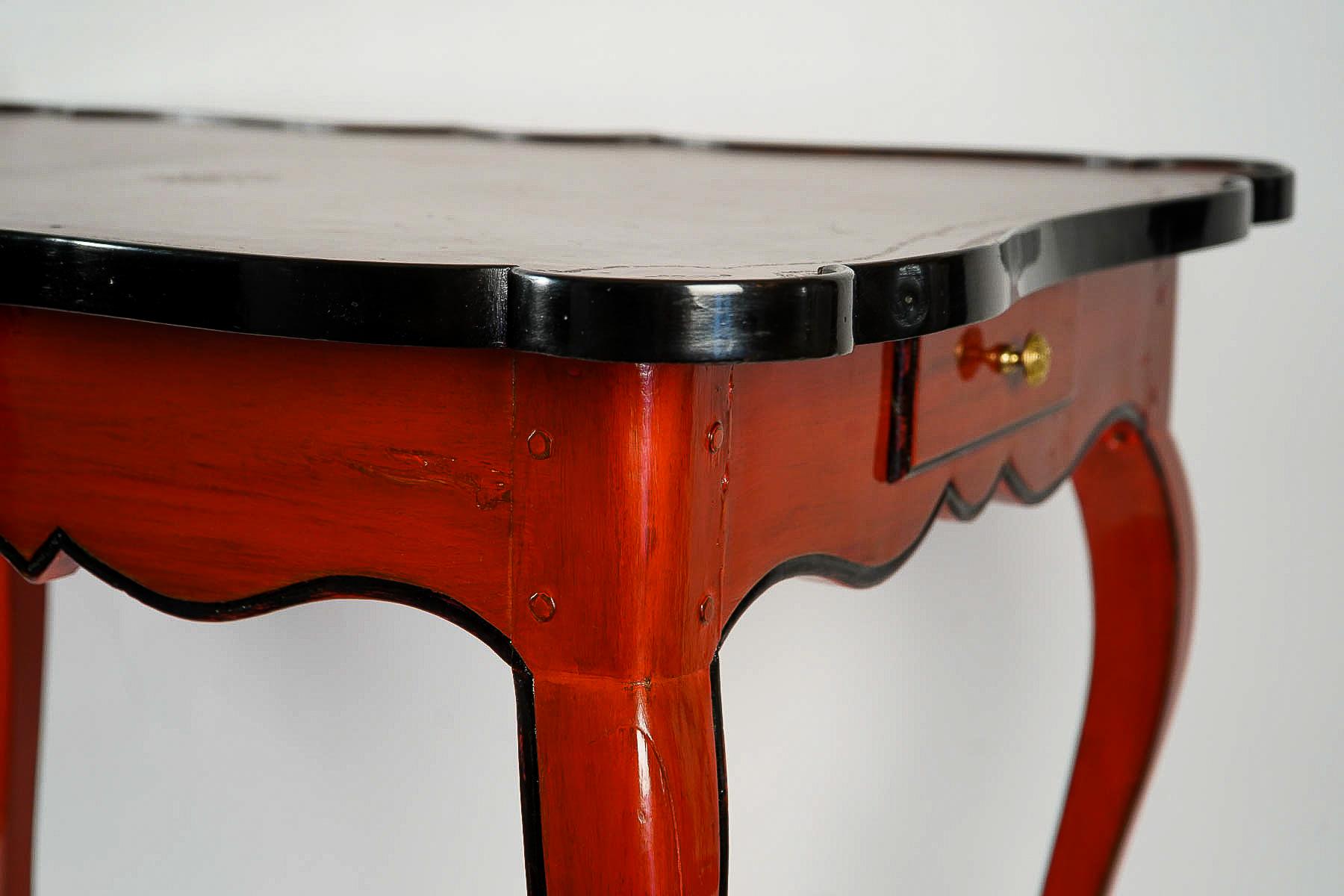 French Louis XV Period, Lacquered Game Table with Leather Top, circa 1740 6
