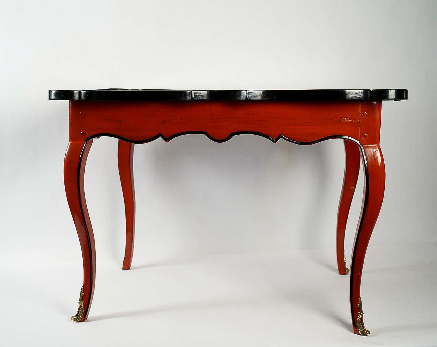 French Louis XV Period, Lacquered Game Table with Leather Top, circa 1740 8