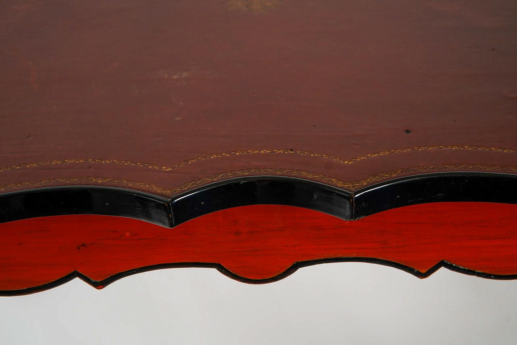 French Louis XV Period, Lacquered Game Table with Leather Top, circa 1740 1