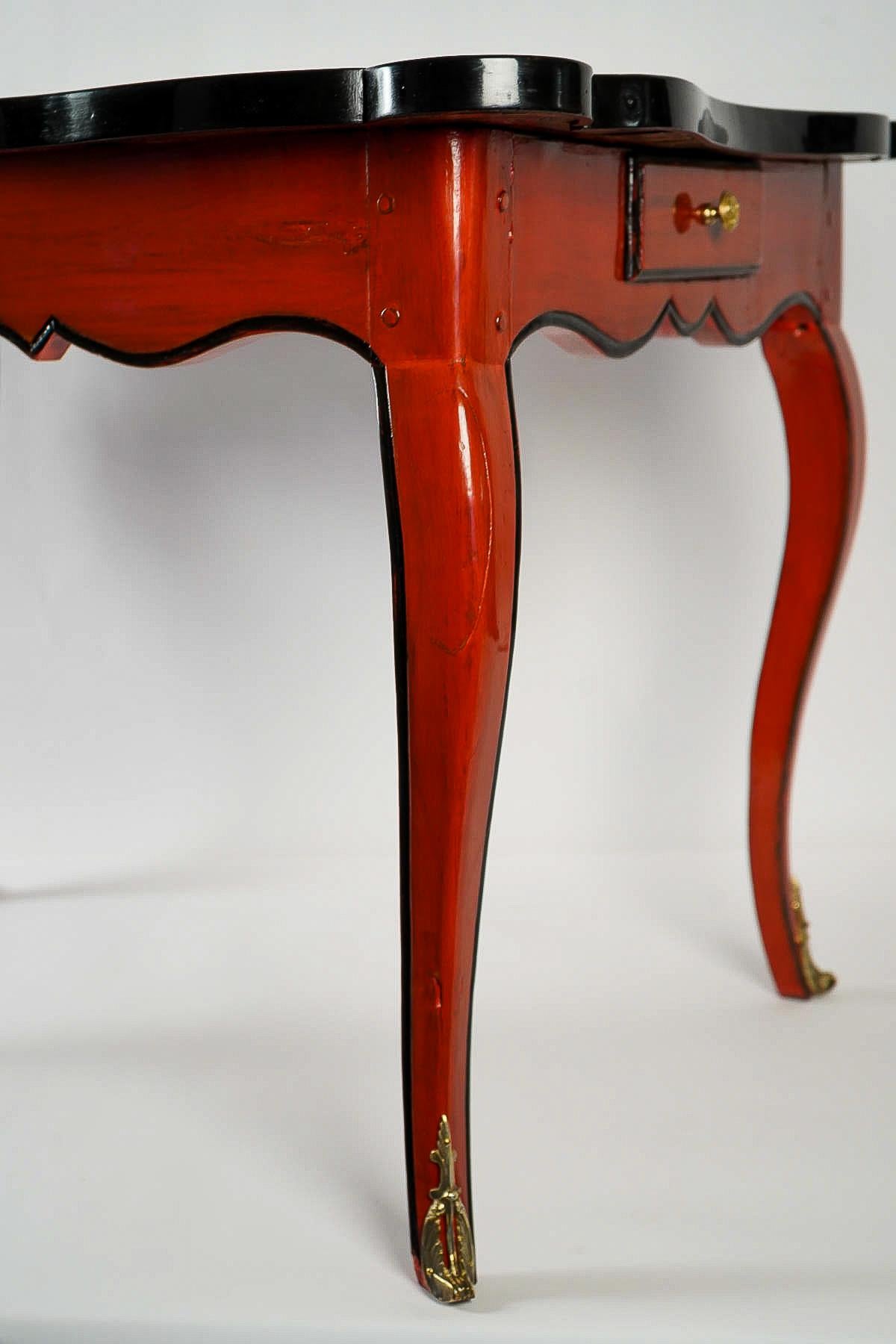 French Louis XV Period, Lacquered Game Table with Leather Top, circa 1740 2