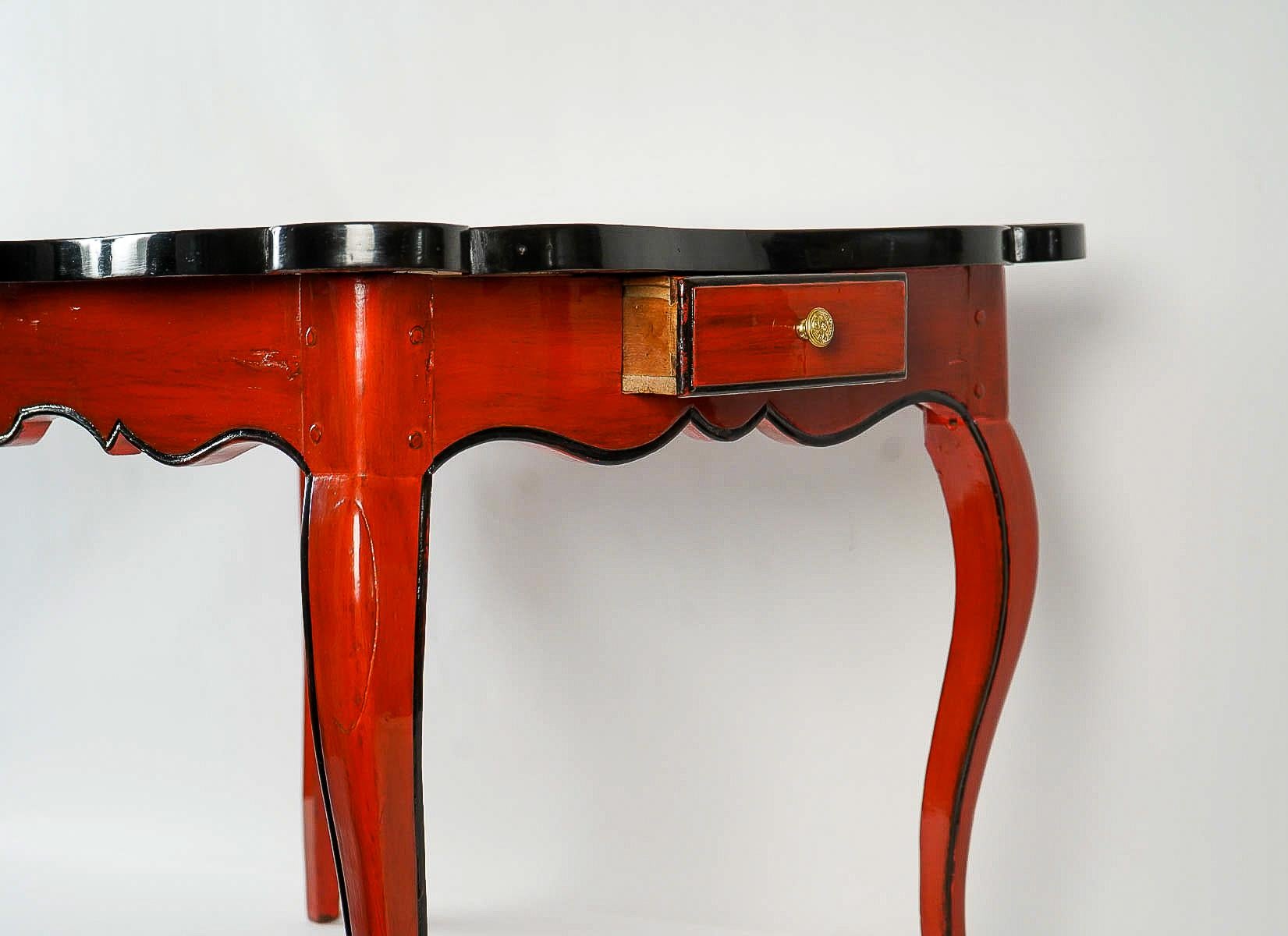 French Louis XV Period, Lacquered Game Table with Leather Top, circa 1740 3