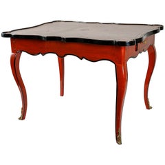 French Louis XV Period, Lacquered Game Table with Leather Top, circa 1740