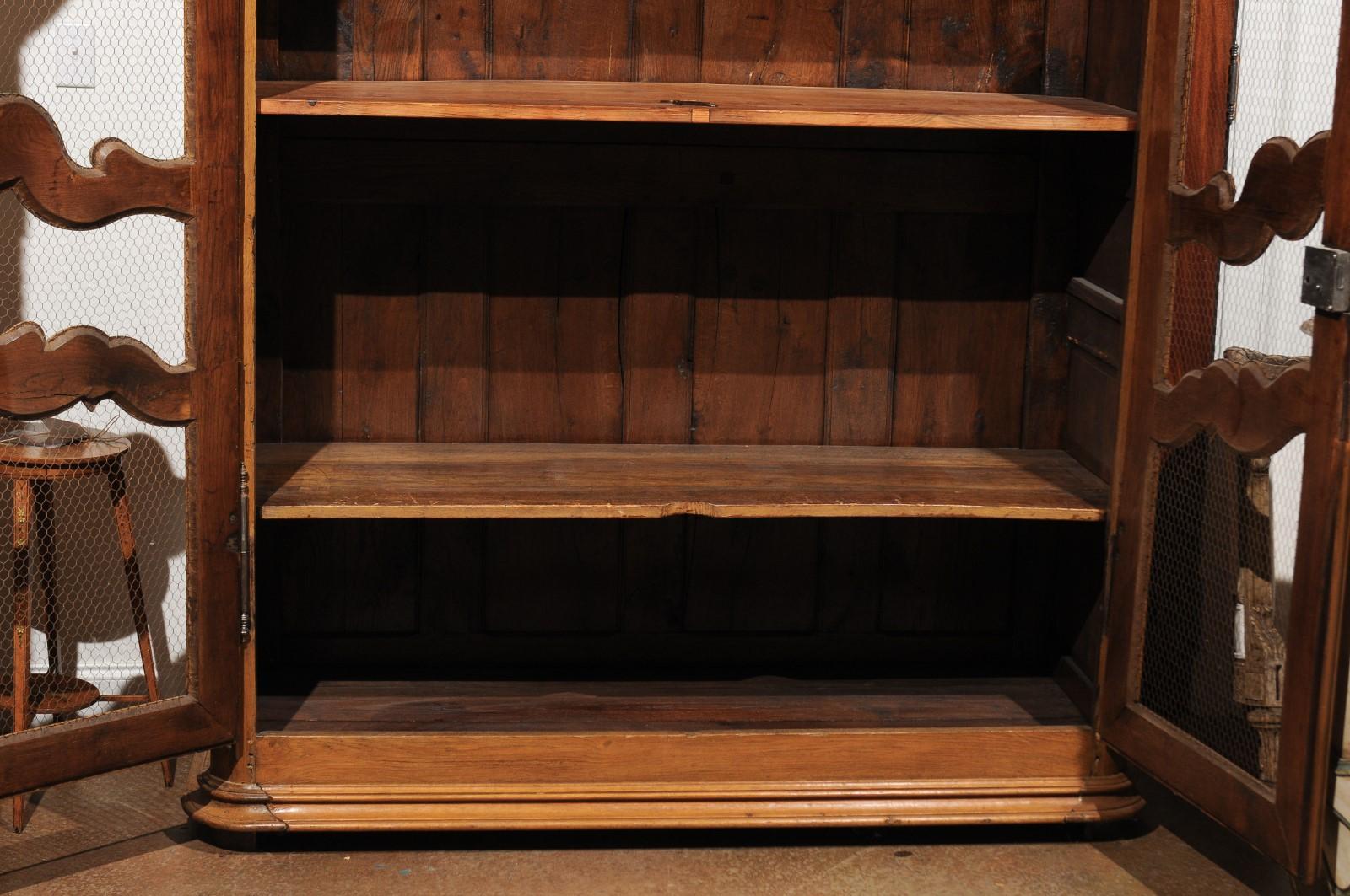 French Louis XV Period Mid-18th Century Wooden Bookcase with Chicken Wire Doors 4