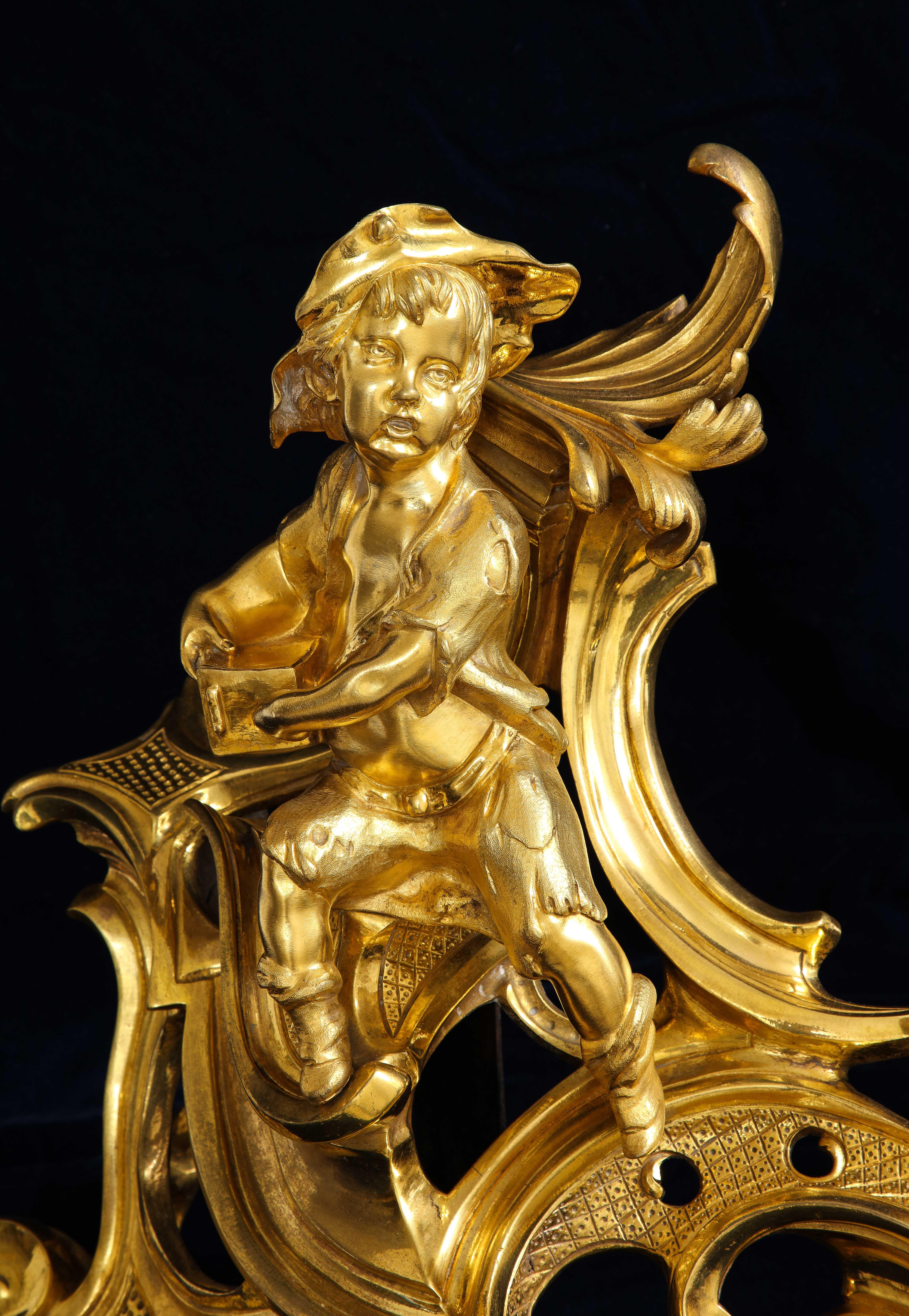 Chenet francese del periodo Luigi XV con bambini in ormolu, Attb. Caffieri, 1700 in vendita 5