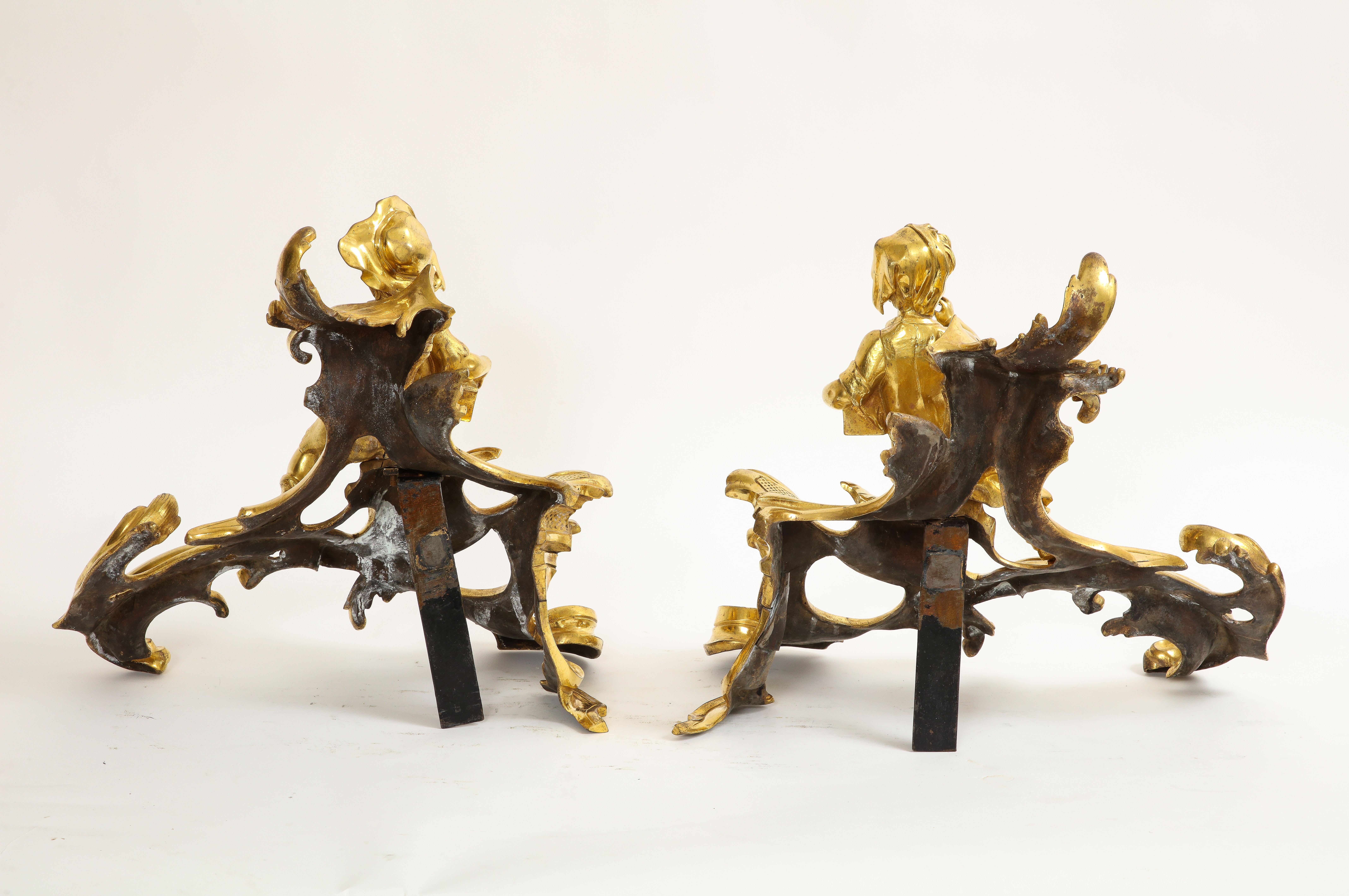 Chenet francese del periodo Luigi XV con bambini in ormolu, Attb. Caffieri, 1700 in vendita 9
