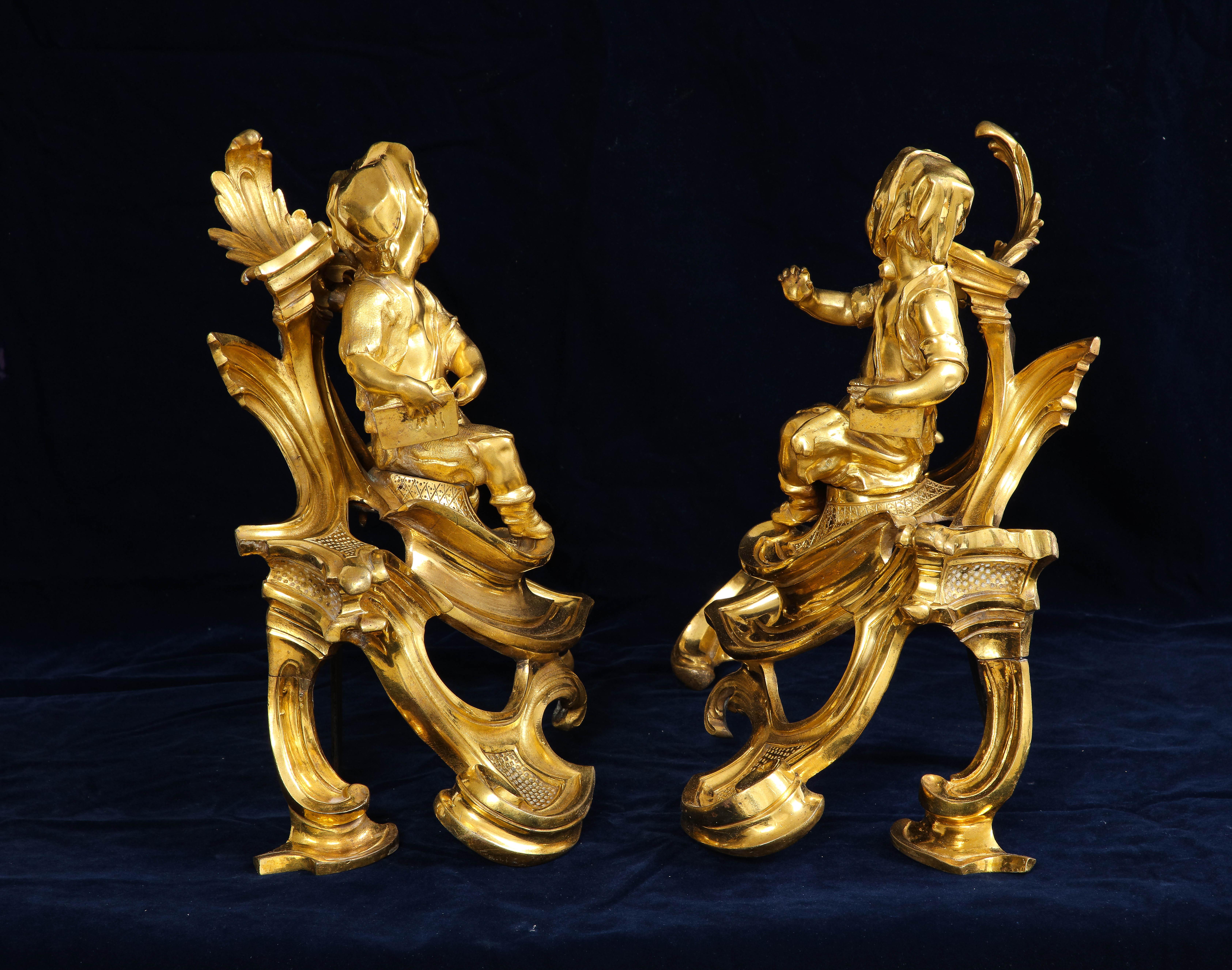 Chenet francese del periodo Luigi XV con bambini in ormolu, Attb. Caffieri, 1700 In condizioni buone in vendita a New York, NY