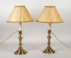 French Louis XV Period, Pair of Ormolu Candlesticks, Converted in Table-Lamps
