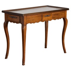 French Louis XV Period Shaped Walnut 3-Drawer Table, mid 18th century