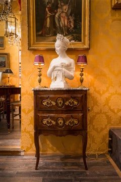 French Louis XV Period Small Walnut Commode with Castle Baron's Crown Stamp