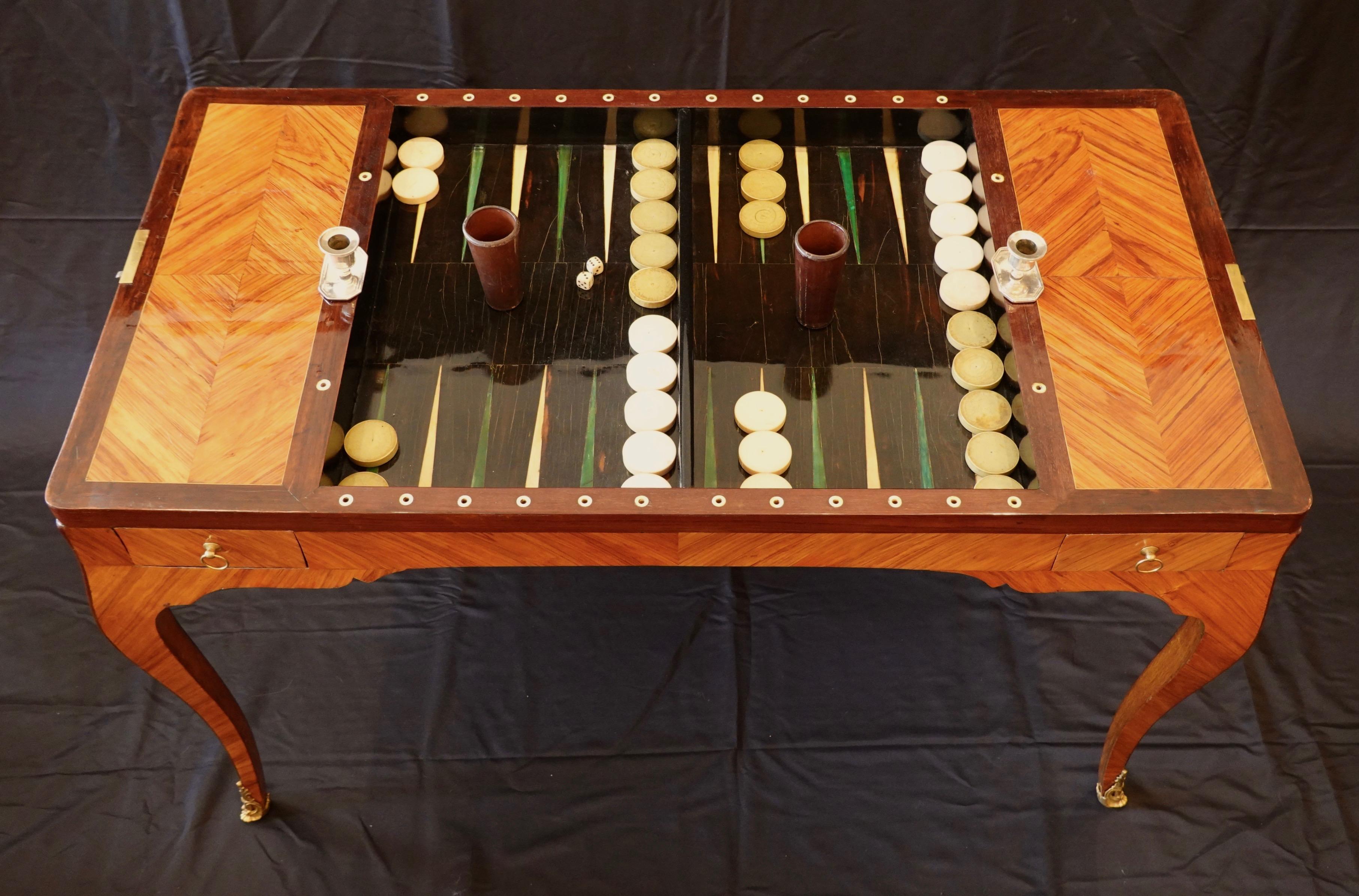 French Louis XV Period Tric Trac or Backgammon Table Stamped P. Roussel In Good Condition For Sale In Pembroke, MA