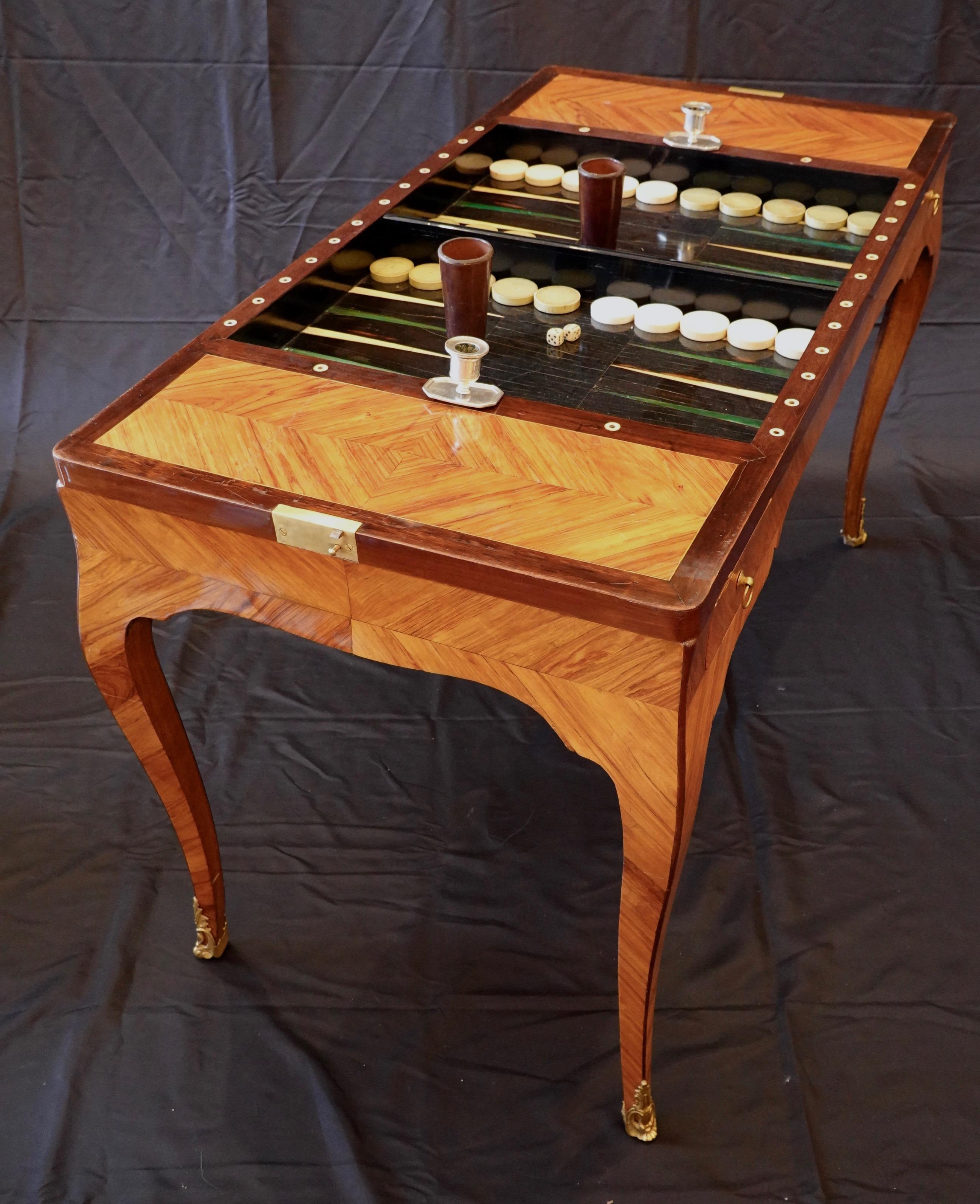 18th Century French Louis XV Period Tric Trac or Backgammon Table Stamped P. Roussel For Sale
