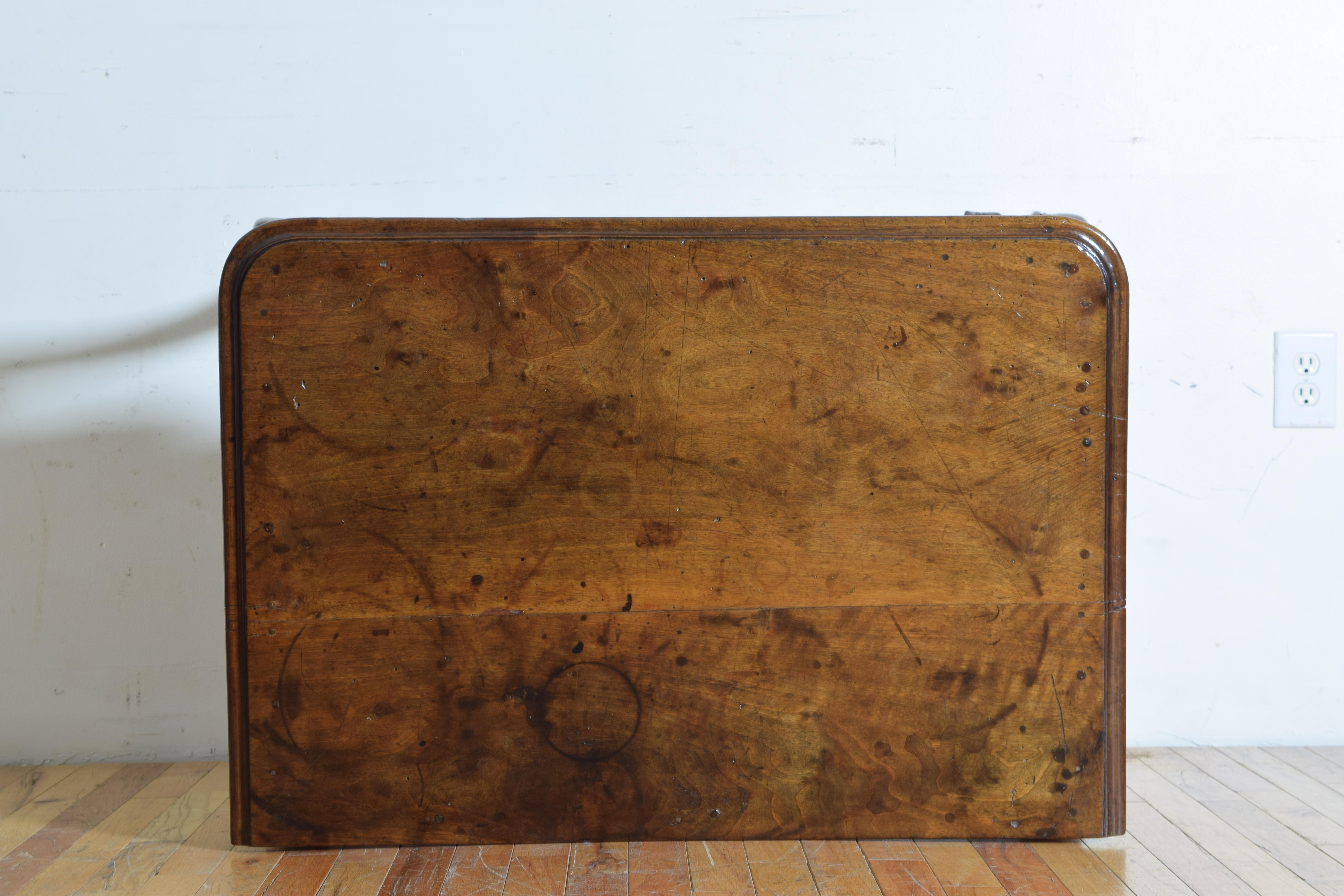 French Louis XV Period Walnut 1-Drawer Table, Carved Apron, Mid-18th Century 10