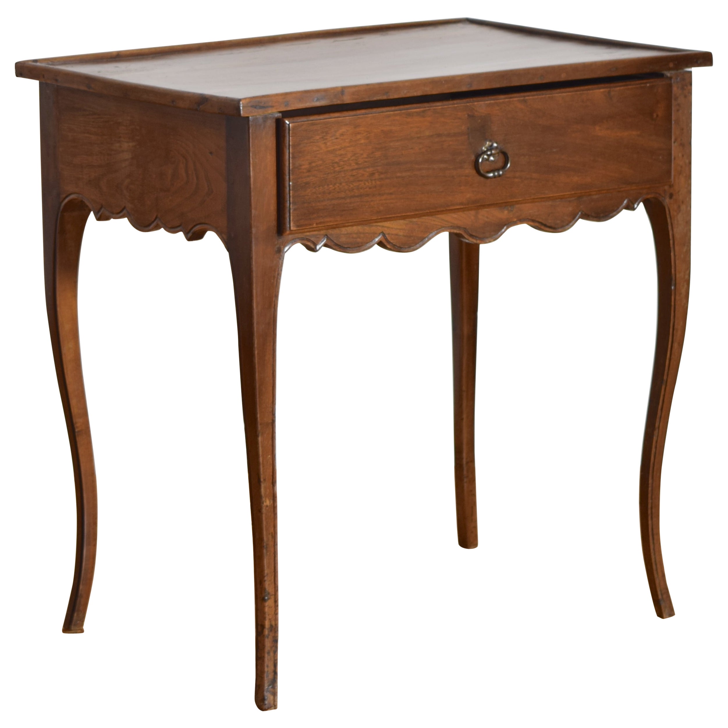 French Louis XV Period Walnut 1-Drawer Table, mid 18th century