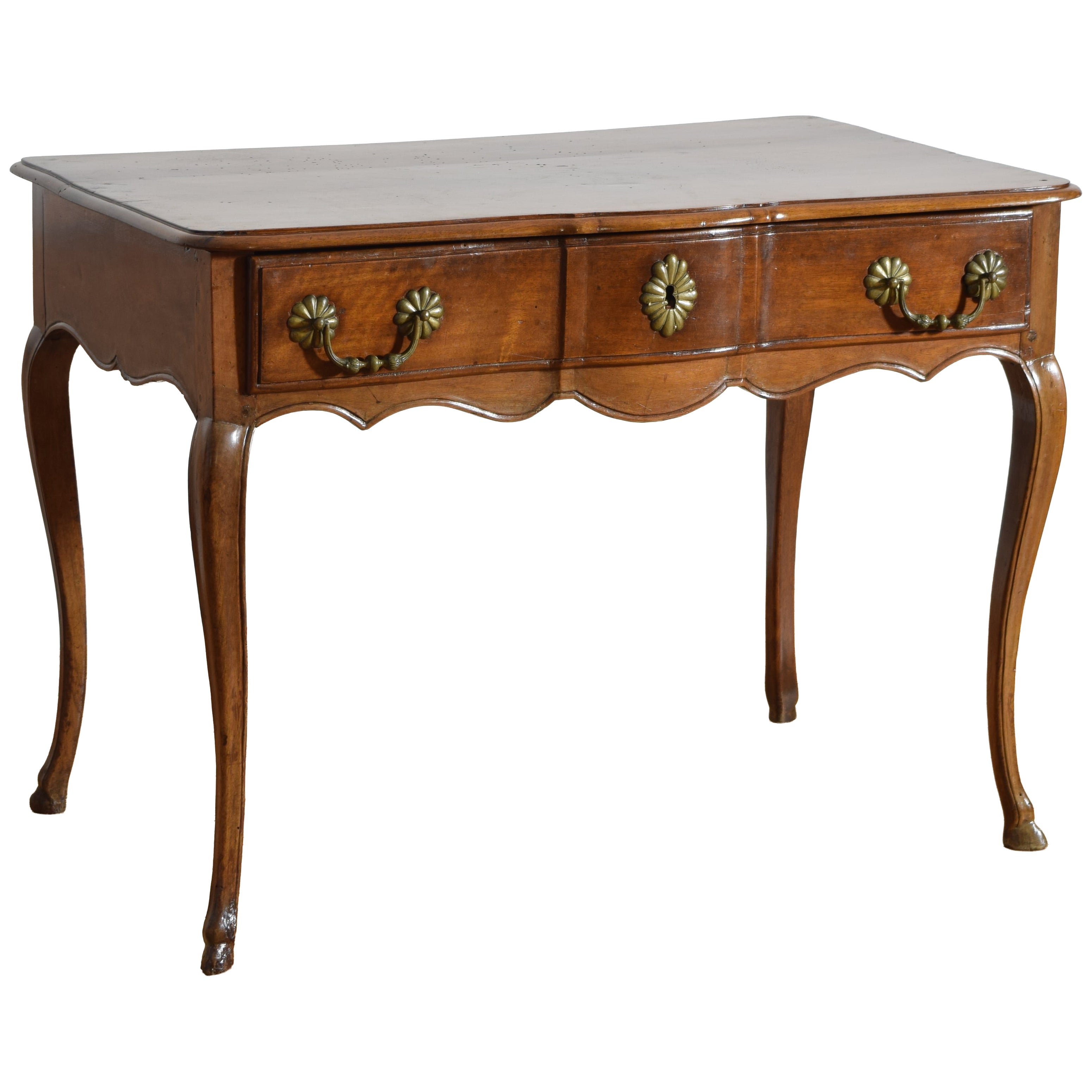 French Louis XV Period Walnut 1- Drawer Writing Table, mid 18th century