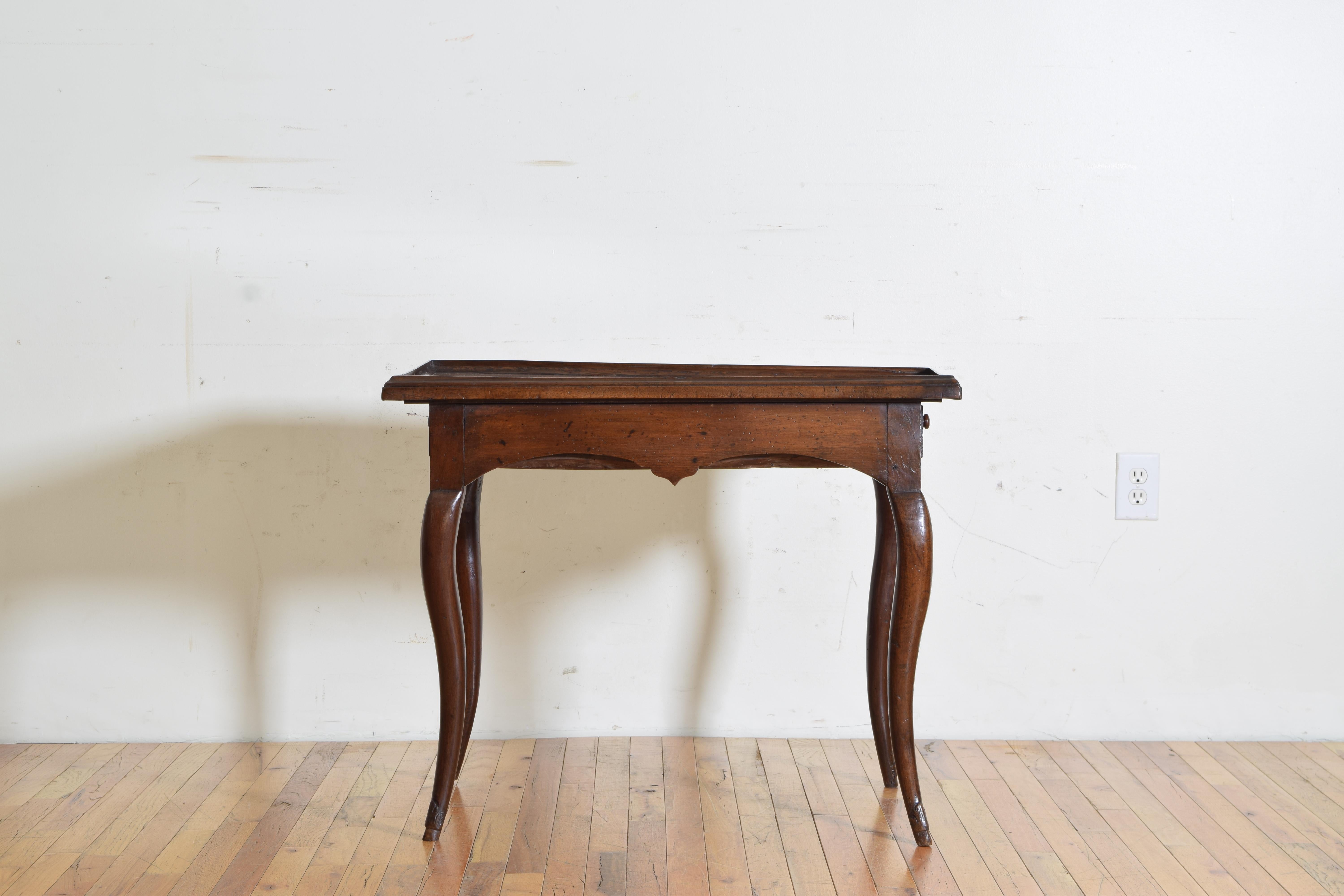 French Louis XV Period Walnut 2-Drawer Gallery Top Table, Mid-18th Century In Good Condition In Atlanta, GA