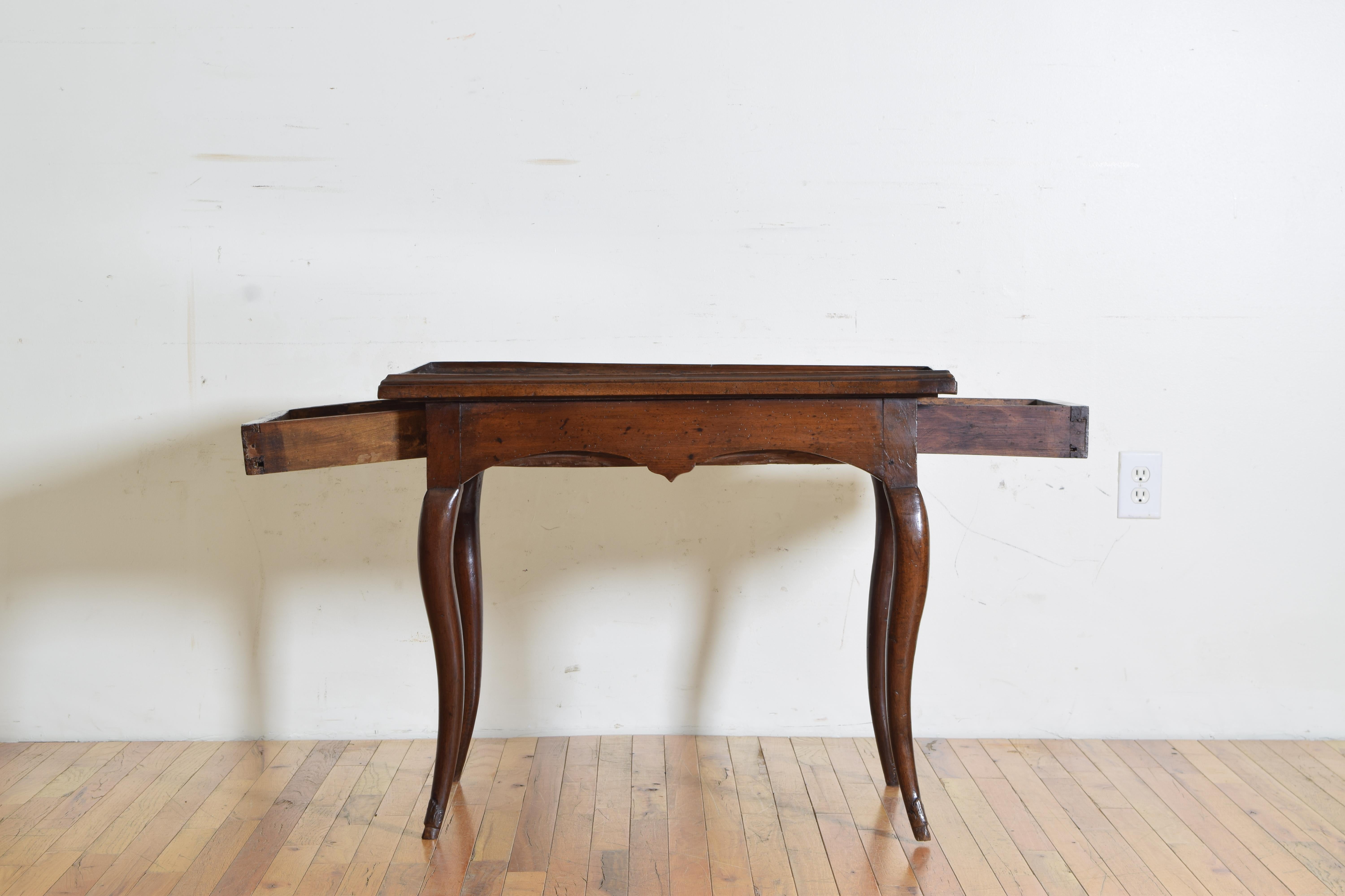French Louis XV Period Walnut 2-Drawer Gallery Top Table, Mid-18th Century 1
