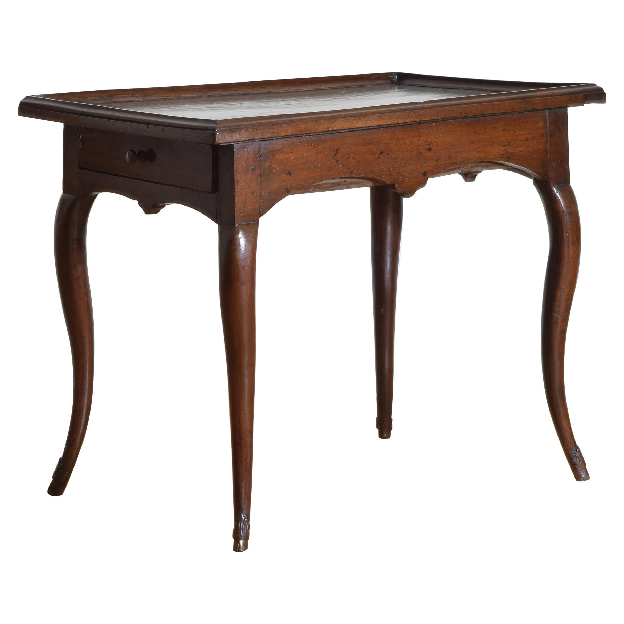 French Louis XV Period Walnut 2-Drawer Gallery Top Table, Mid-18th Century