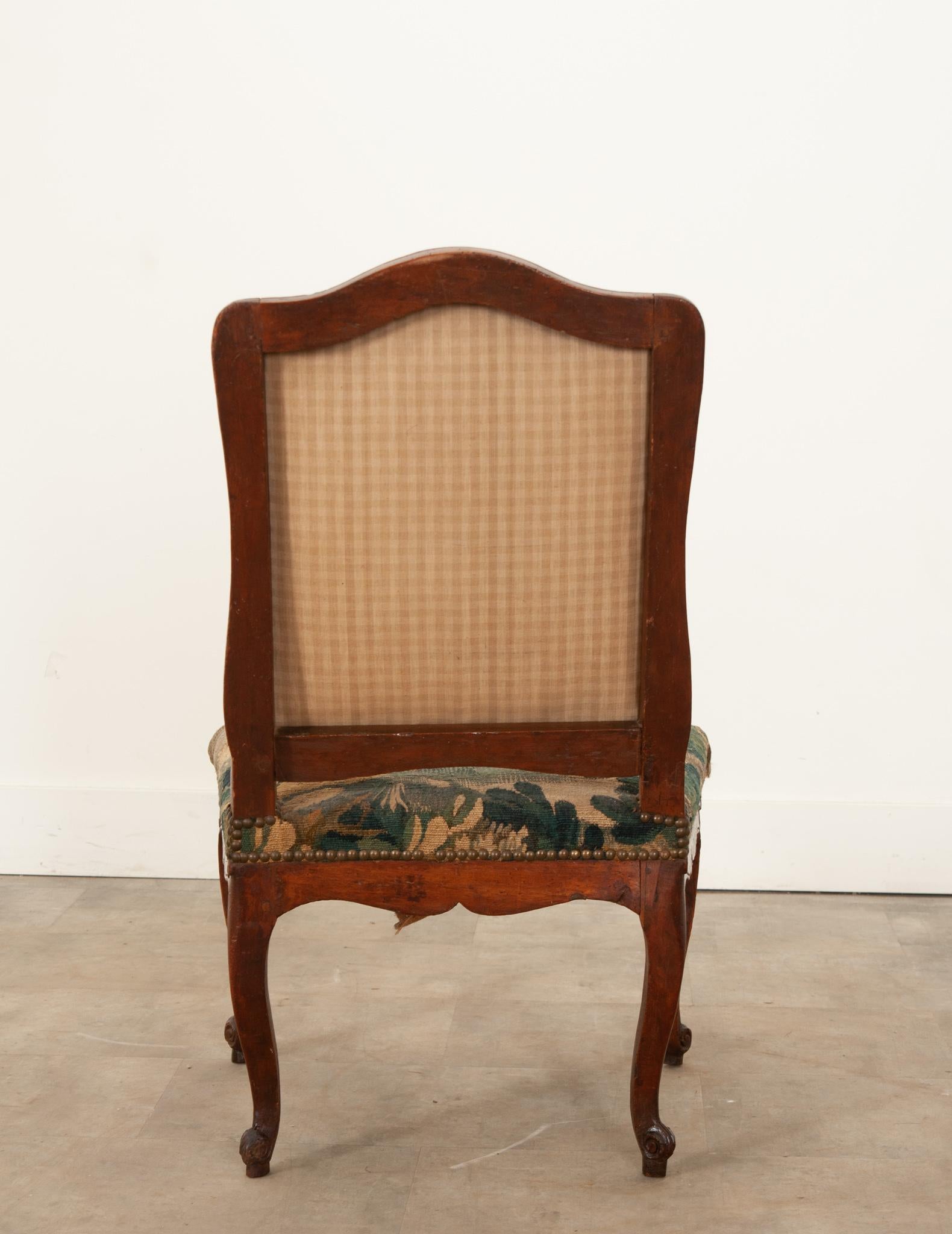 French Louis XV Period Walnut Chair with Original Tapestry 4