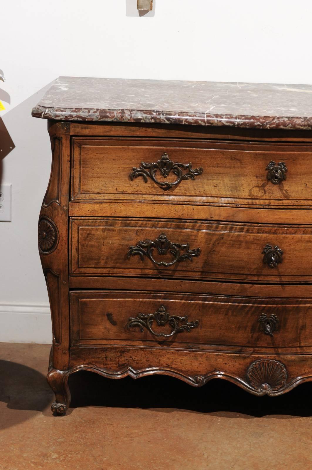 French Louis XV Period Walnut Three-Drawer Commode from Provence, circa 1750 In Good Condition In Atlanta, GA