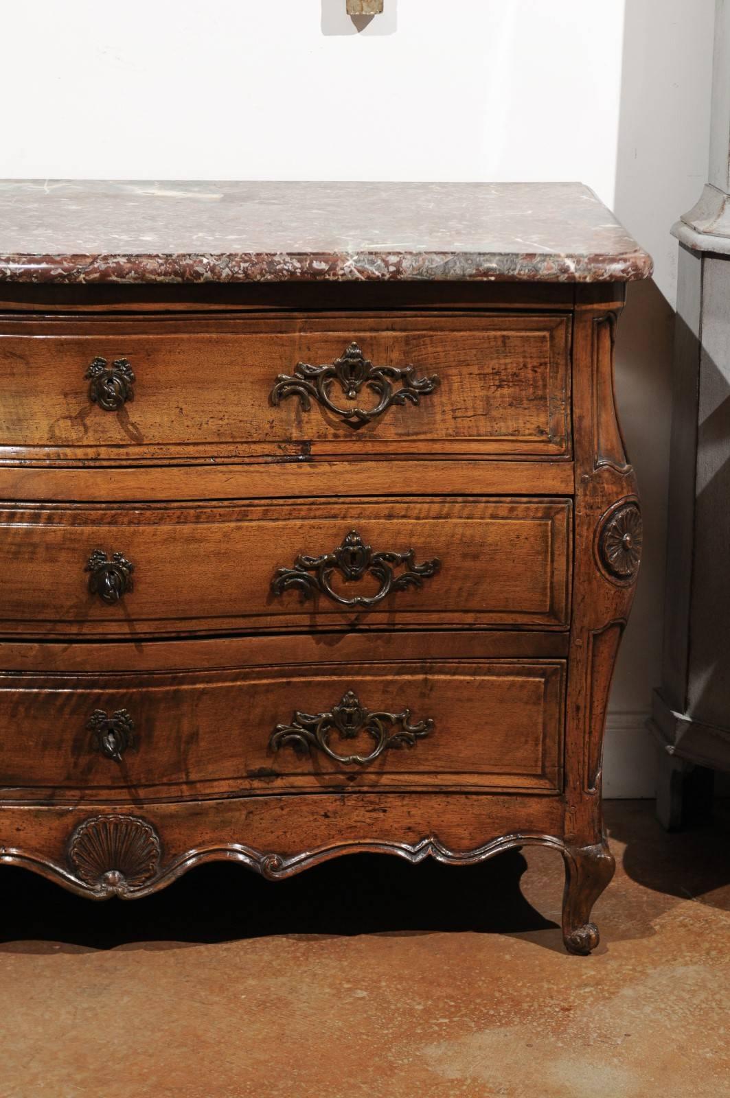 18th Century French Louis XV Period Walnut Three-Drawer Commode from Provence, circa 1750