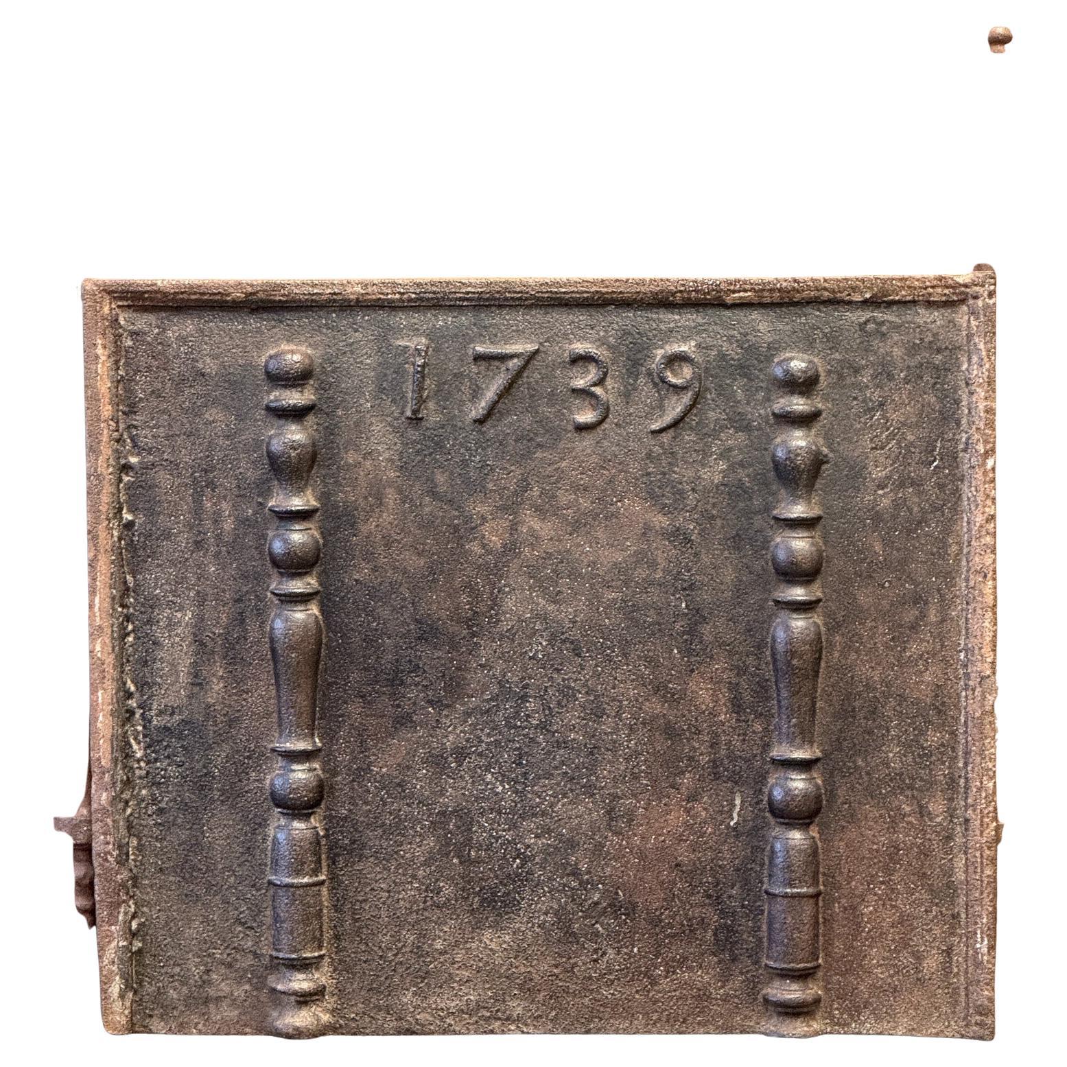 French Louis XV Period 'Year' Fireback / Backsplash, Dated 1739